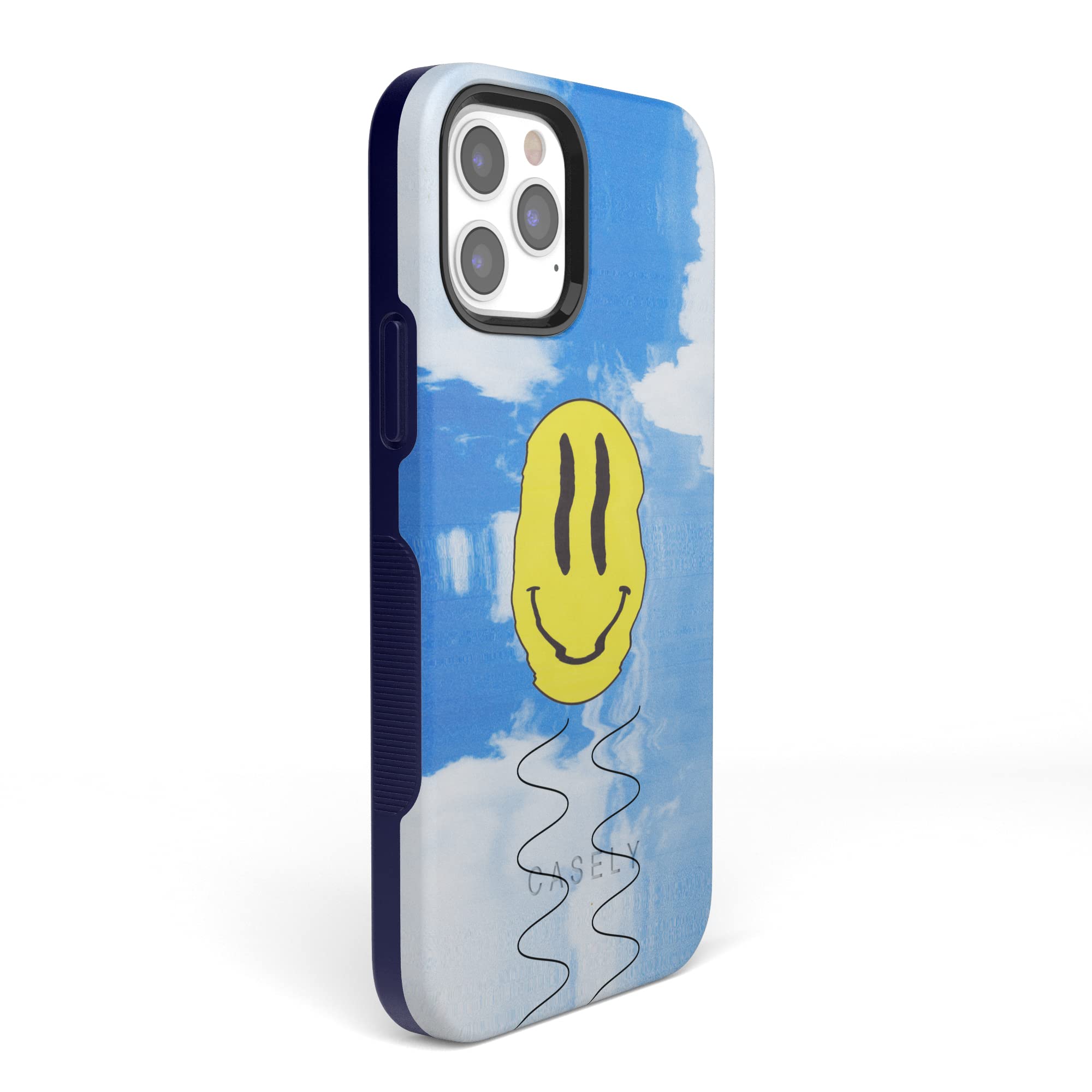Casely iPhone 12/12 Pro Case - Glitch Smiley Face Design with MagSafe Compatibility | Shockproof Protective Cover | Perfect for Everyday Use, Travel & Work