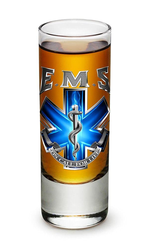 EMT Paramedic Shot Glasses Set of 24 (2 Oz) - EMS On Call For Life Gifts for Men & Women - Emergency Medical Services Glassware with Logo - Perfect for Parties, Appreciation Gifts & First Responder Events