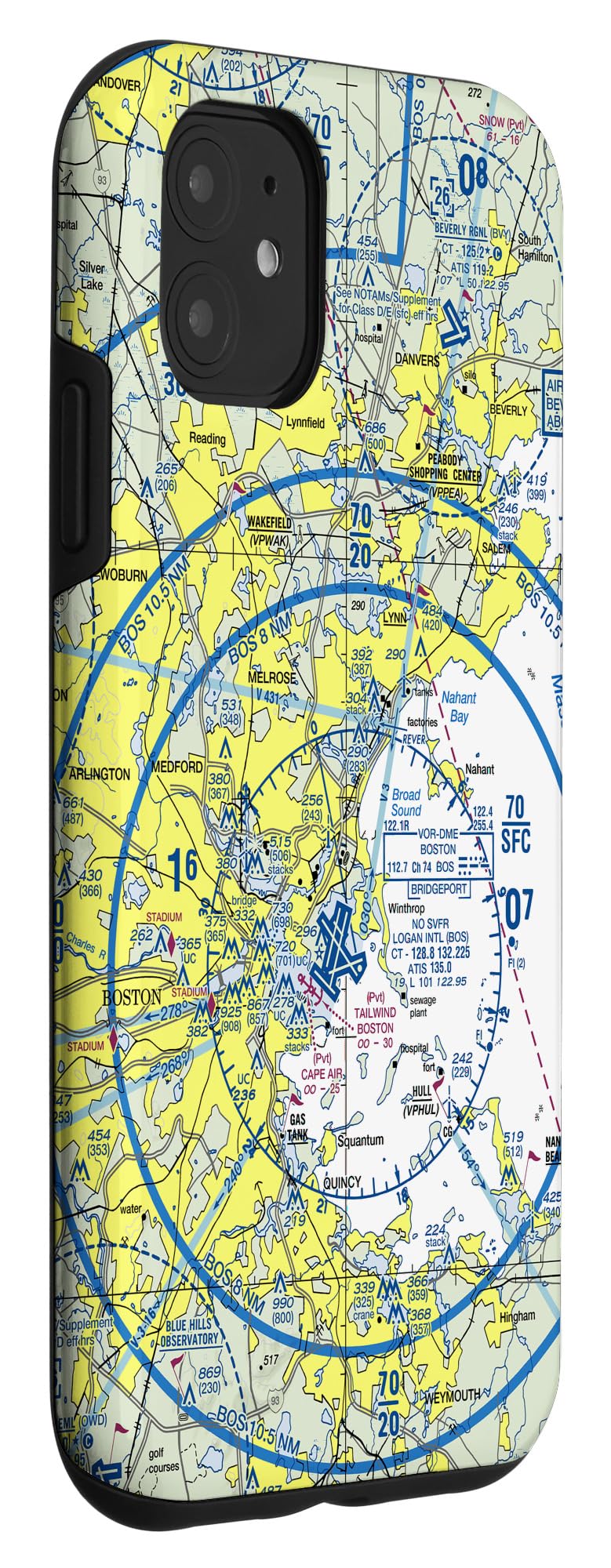 iPhone 11 Case with Boston VFR Sectional Chart - Durable Protective Cover for Aviation Enthusiasts | Perfect for Pilots, Flight Training & Travel