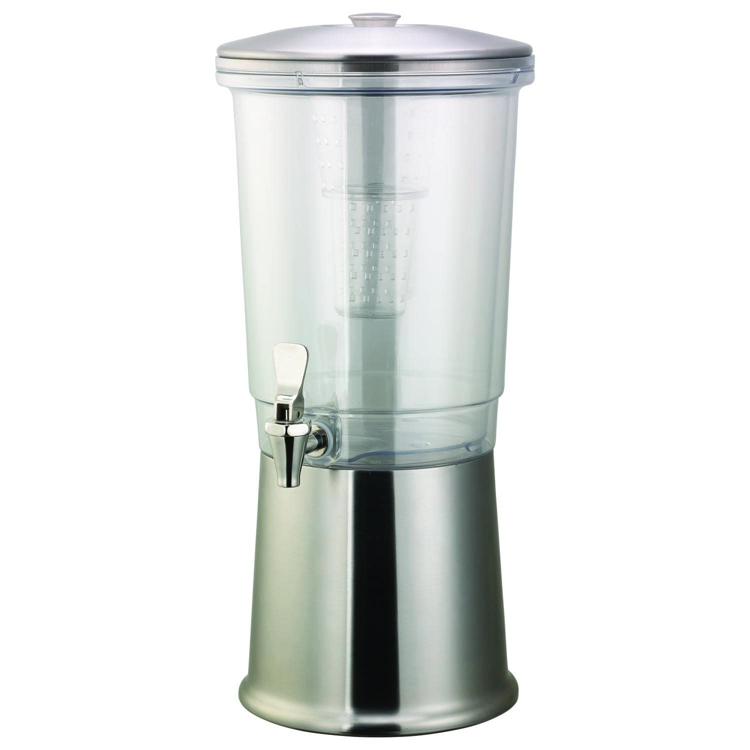 3 Gallon Double Wall Beverage Dispenser with Infuser Tube - Brushed Stainless Steel, Traditional Base - Perfect for Parties, Events & Outdoor Gatherings