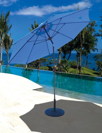 9FT Round Aluminum Patio Umbrella with Manual Tilt - Sunbrella Fabric in Cardinal Red & Bronze Pole - Perfect for Poolside, Backyard, and Outdoor Dining Areas
