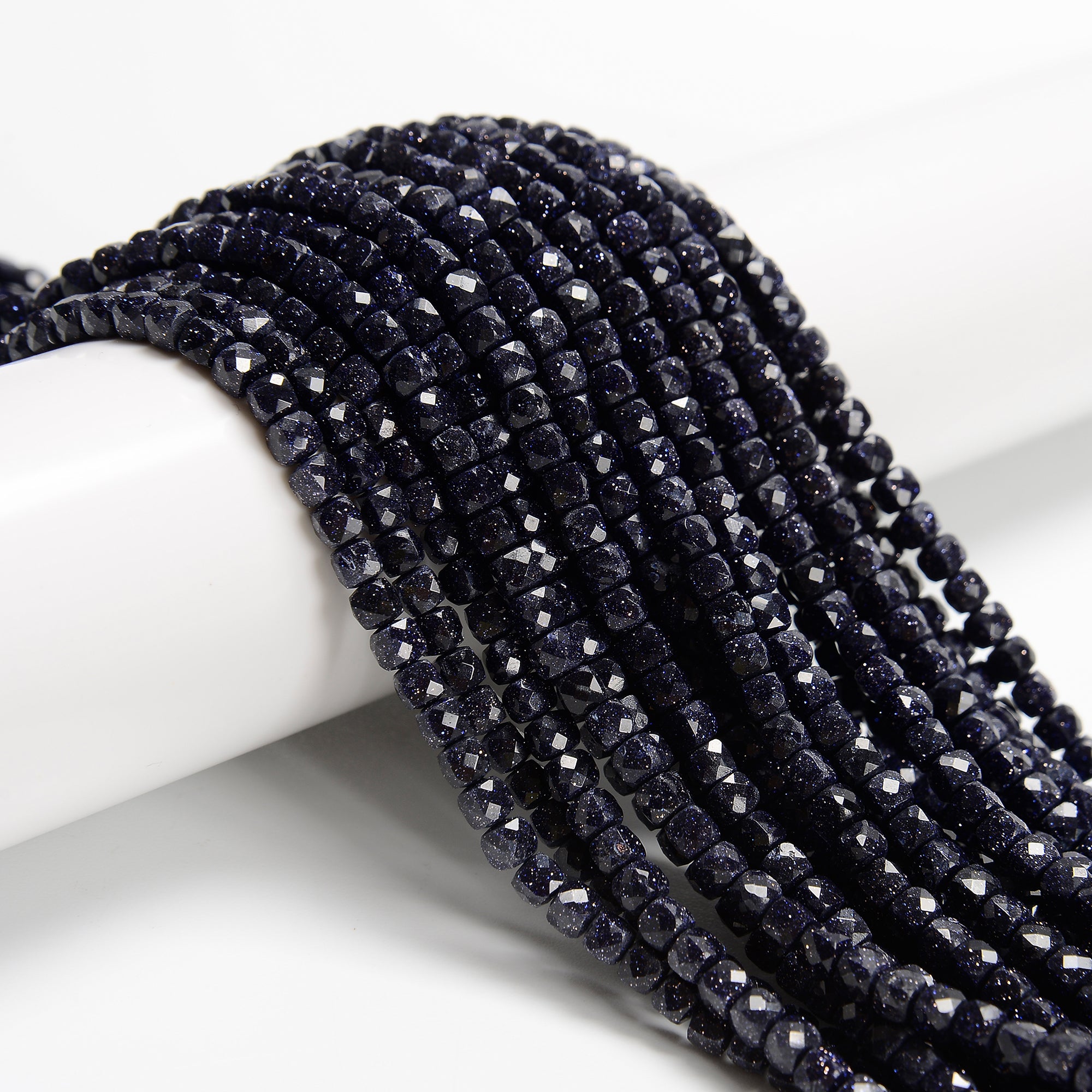 4mm Blue Sandstone Faceted Cube Beads - 15.5 Inch Strand for Jewelry Making, Bracelets & Necklaces | Healing Crystal Beads for Meditation & Energy Work