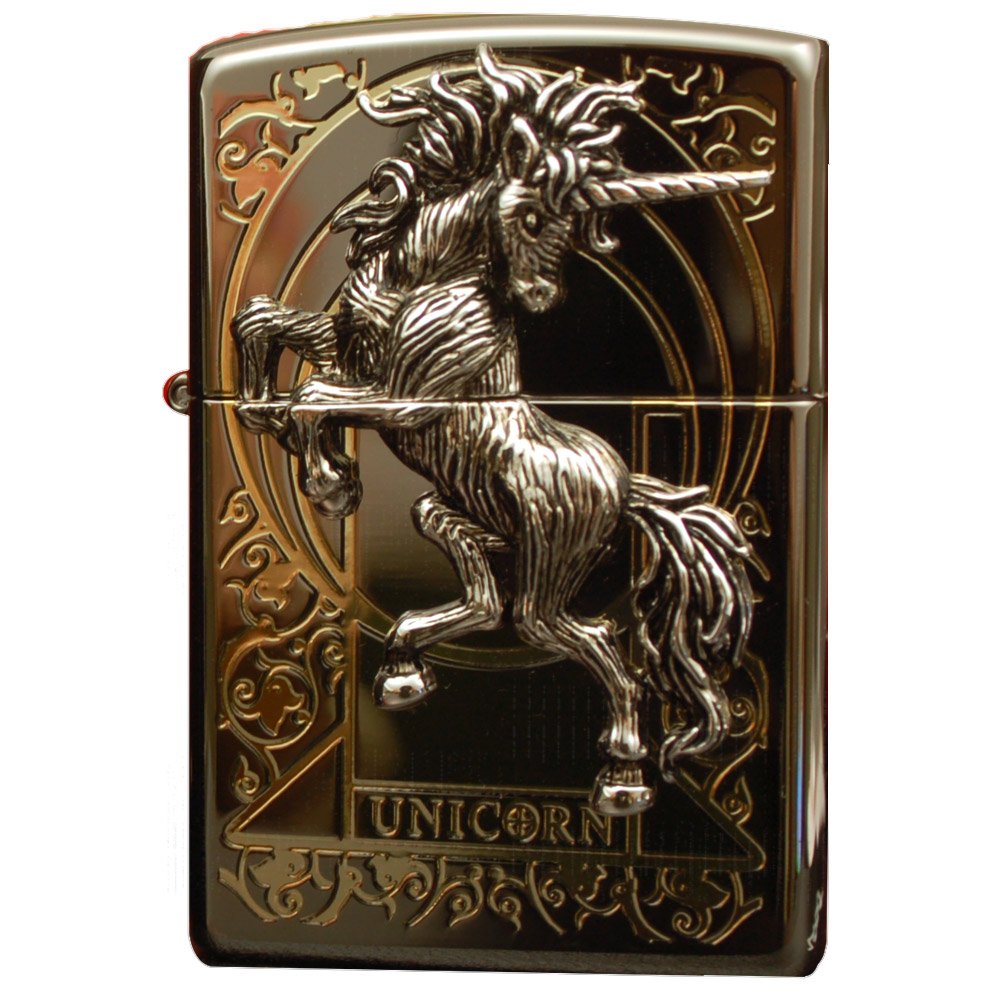 Zippo Unicorn Black Ice Lighter - Authentic Made in USA & South Korea Version | Perfect for Collectors, Gifts & Outdoor Adventures