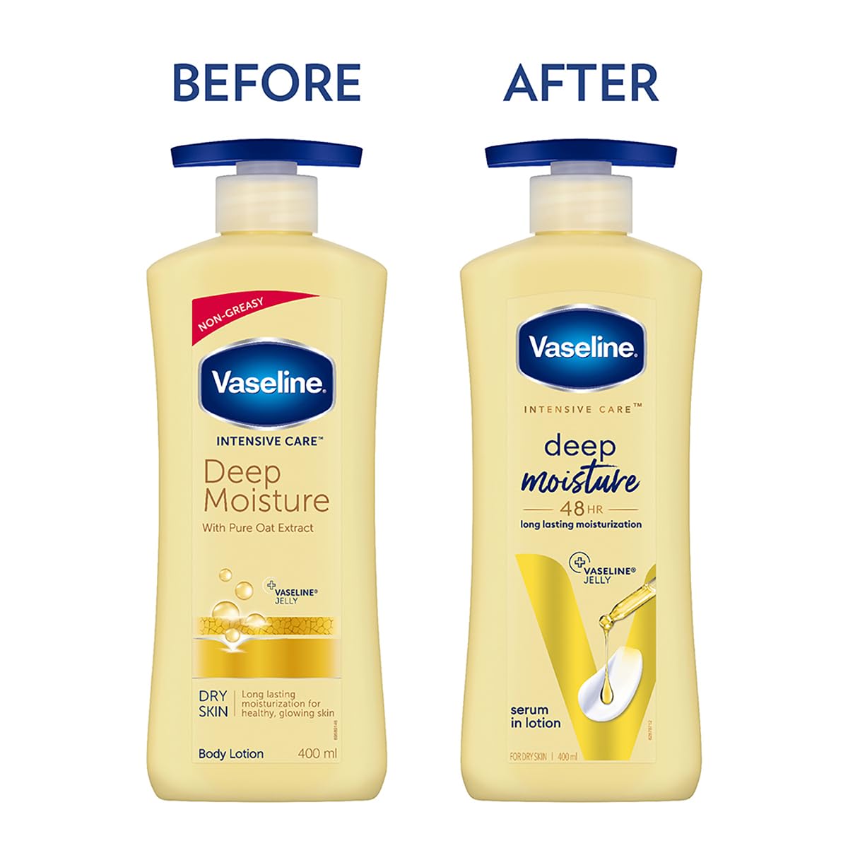 Vaseline Deep Moisture Serum Body Lotion 13.5 fl oz (400ml) with Glycerin for Dry Skin Care - Hydrating & Nourishing Formula for Soft, Smooth Skin | Perfect for Daily Moisturizing After Shower or Before Bed