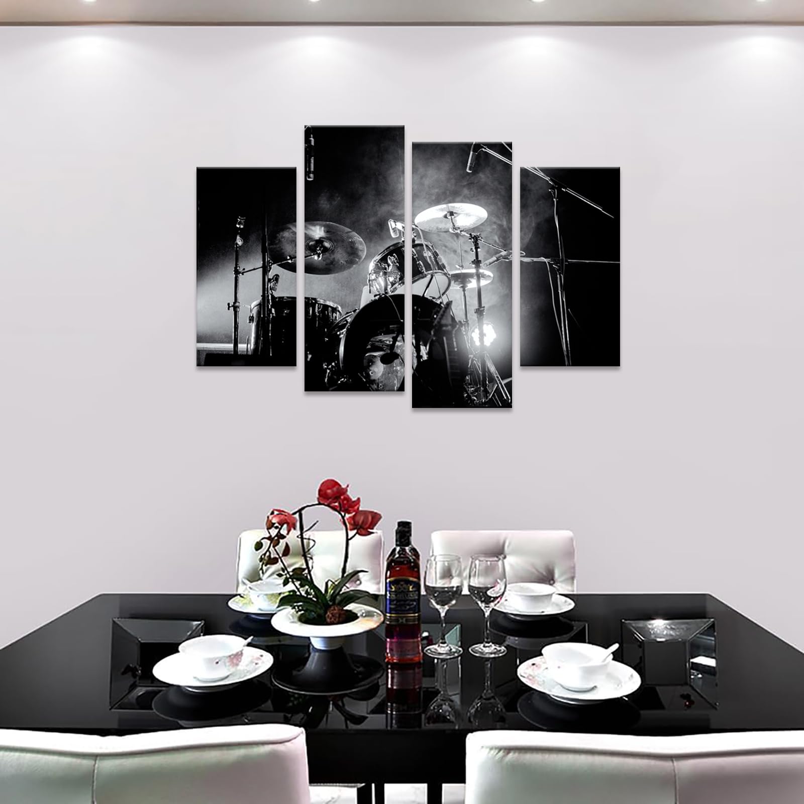 iHAPPYWALL 4-Piece Music Wall Art with LED Lights - Modern Home Decor for Living Room & Bedroom