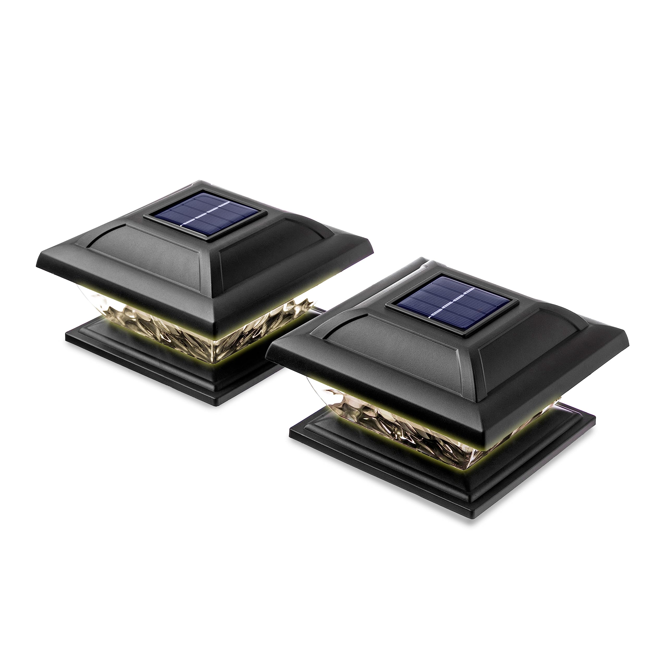 Home Zone Living Solar Post Cap Lights - Energy-Efficient LED Outdoor Lighting for 4-6 in. Posts, Weatherproof & Decorative (2-Pack) - Perfect for Garden, Patio, Fence, and Pathway Illumination