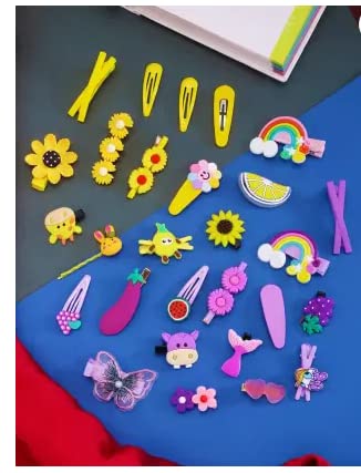 SUNBIRD 14-Piece Multicolor Unicorn Ice Cream Hair Clips Set for Girls - Cute Hair Barrettes & Hairpins for Kids, Toddlers - Perfect for Parties, School & Daily Hair Accessories
