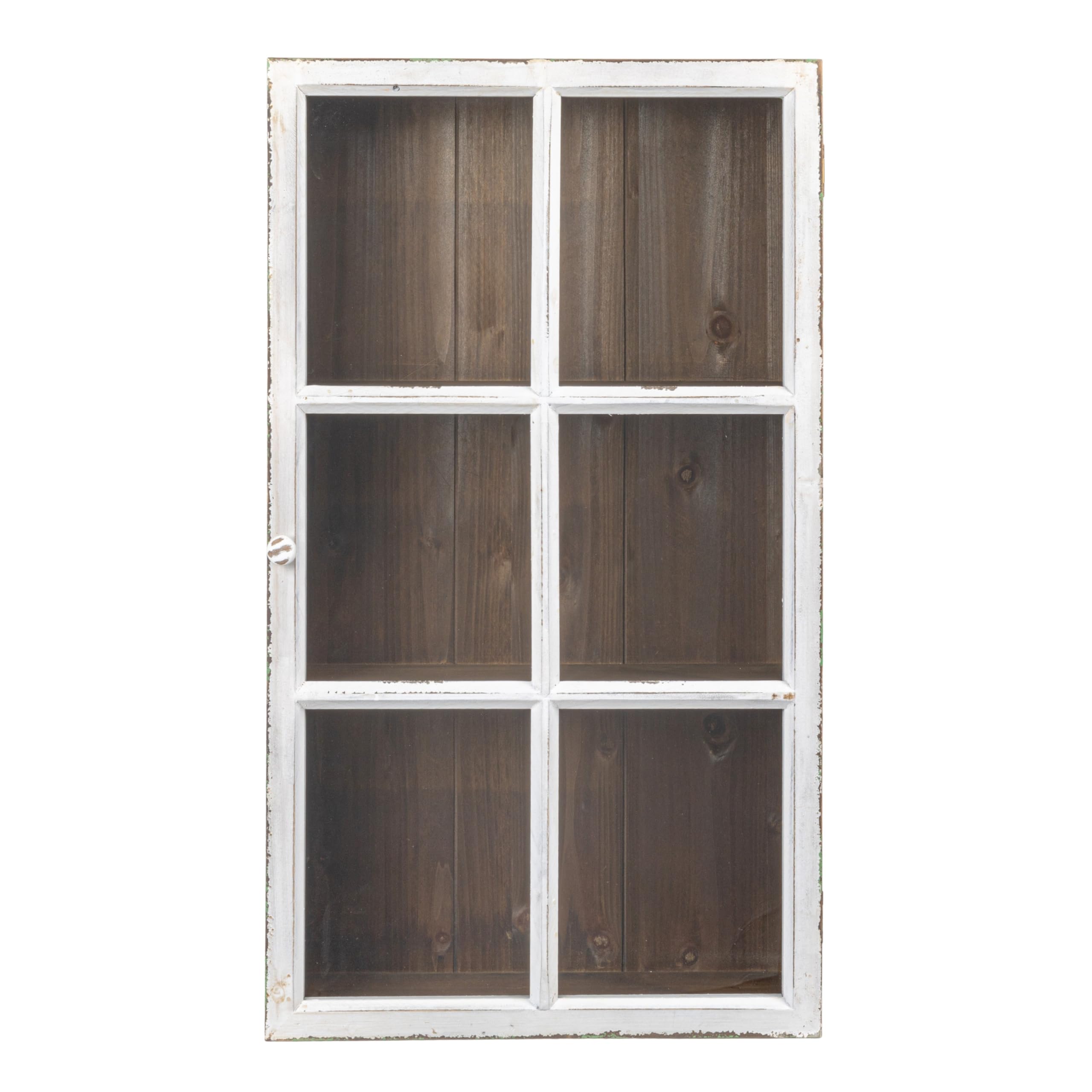 Antique White Wood Wall Shelf Cabinet with 3 Shelves - Rustic Farmhouse Decor for Living Room, Bathroom & Kitchen Storage