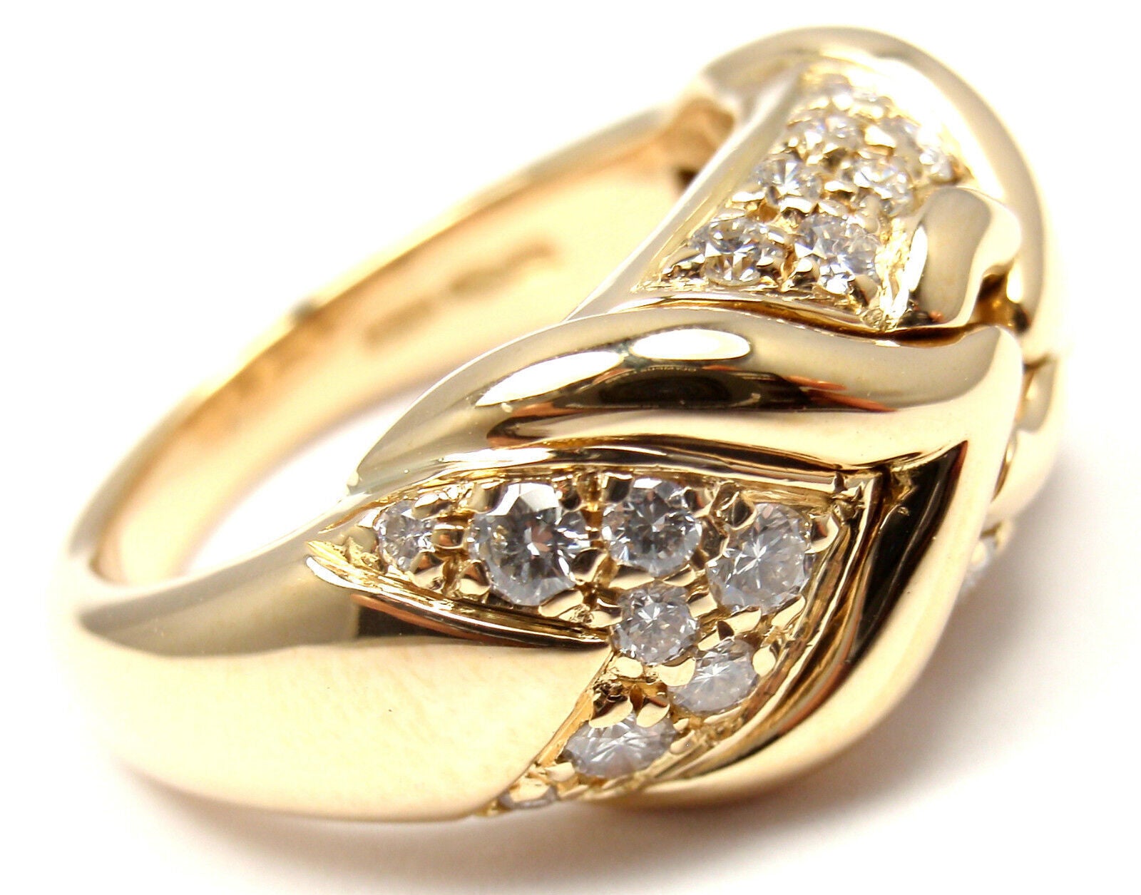 Authentic Bulgari Bvlgari 18k Yellow Gold Diamond Band Ring for Women - Luxury Wedding, Engagement & Anniversary Jewelry Gift