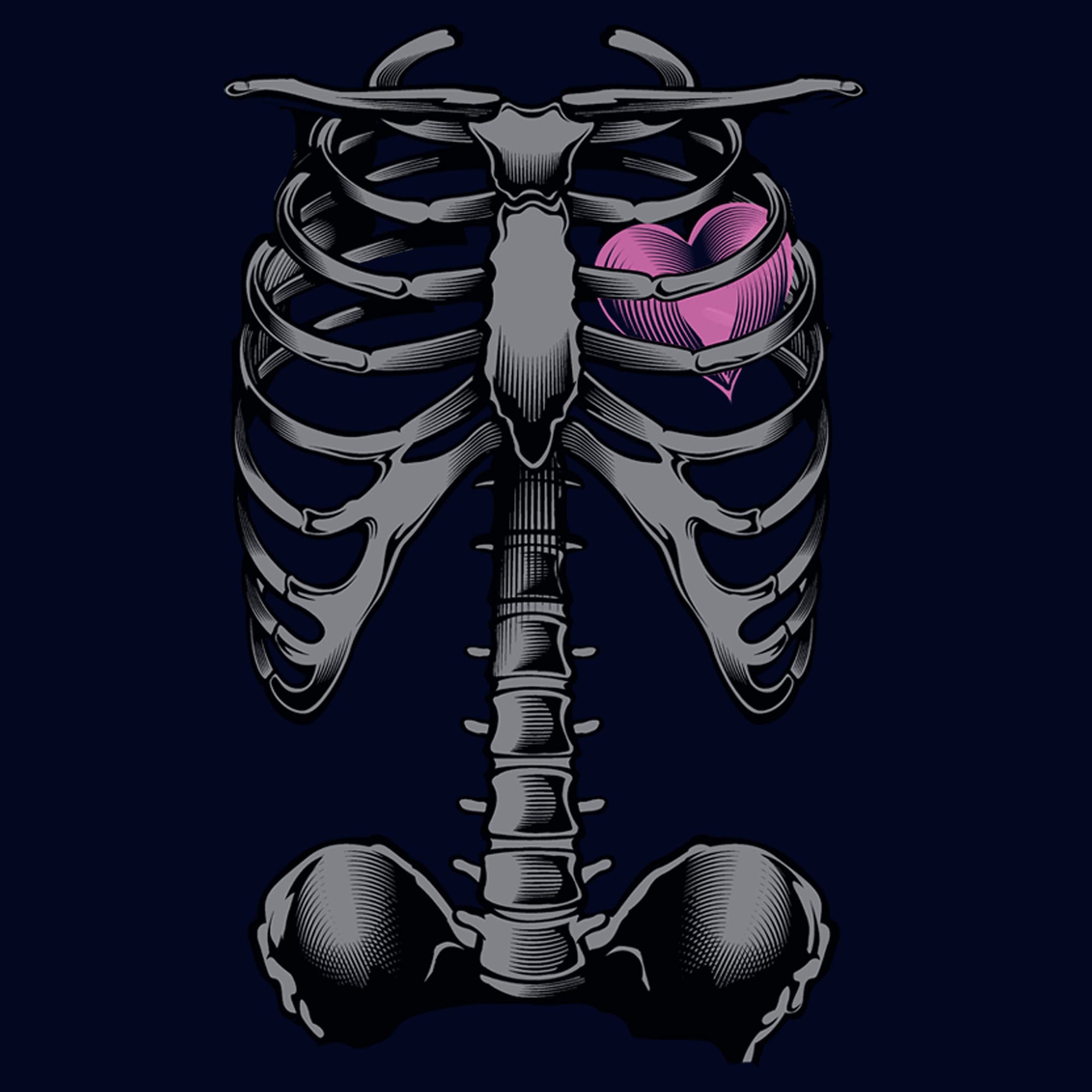 Men's Lost Gods Halloween Skeleton Rib Cage Heart Graphic T-Shirt - Gothic Horror Tee for Costume Parties & Alternative Fashion