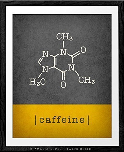 Caffeine Molecule Coffee Poster - Latte Design Wall Art for Kitchen Decor