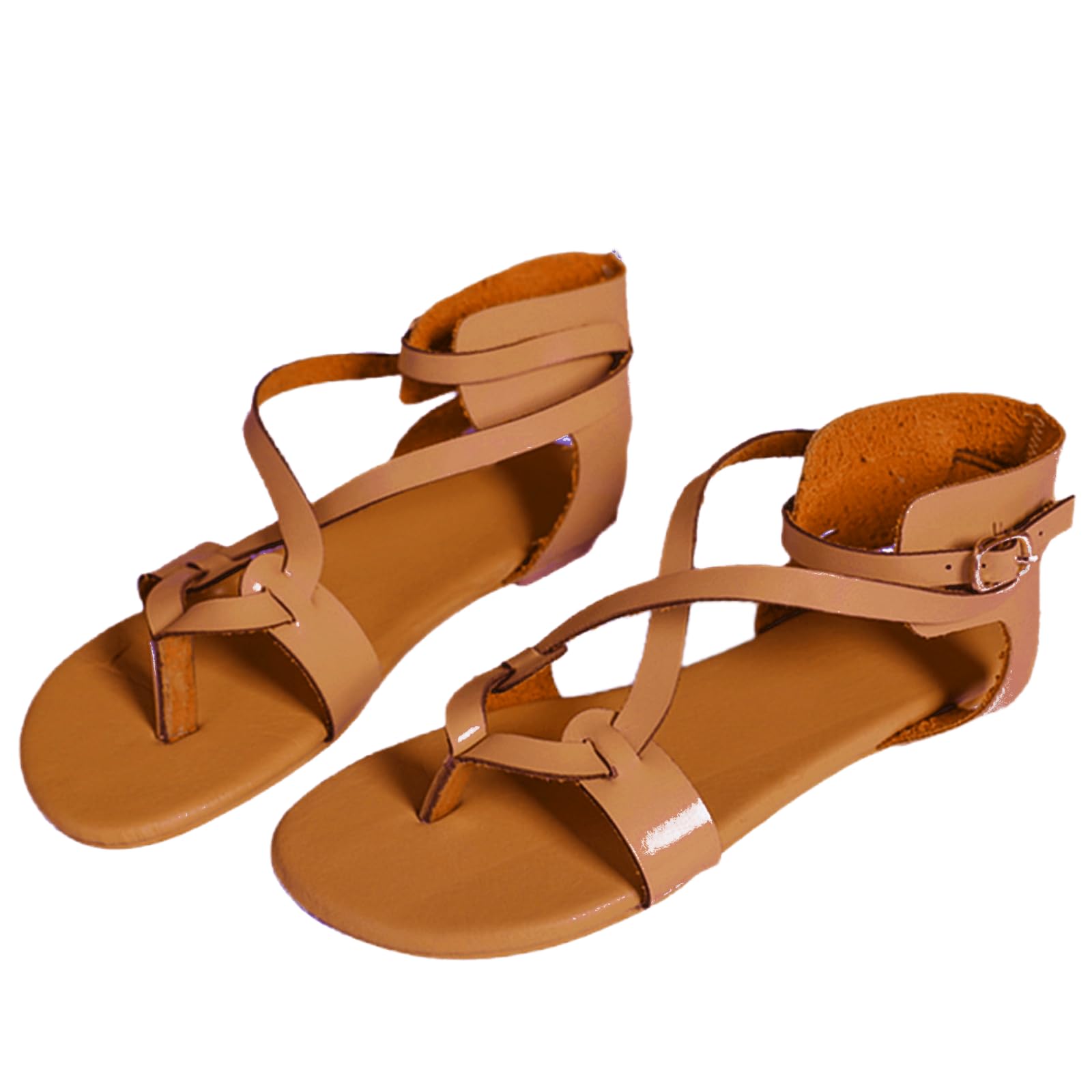 Women's Casual Summer Sandals - Lace Up Flat T-Strap Beach Flip Flops | Comfortable Strappy Thong Sandals for Walking, Travel & Vacation