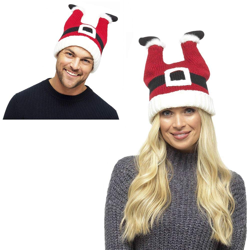 Fun Xmas Santa & Elf Knit Hats for Adults - Holiday Party Costume