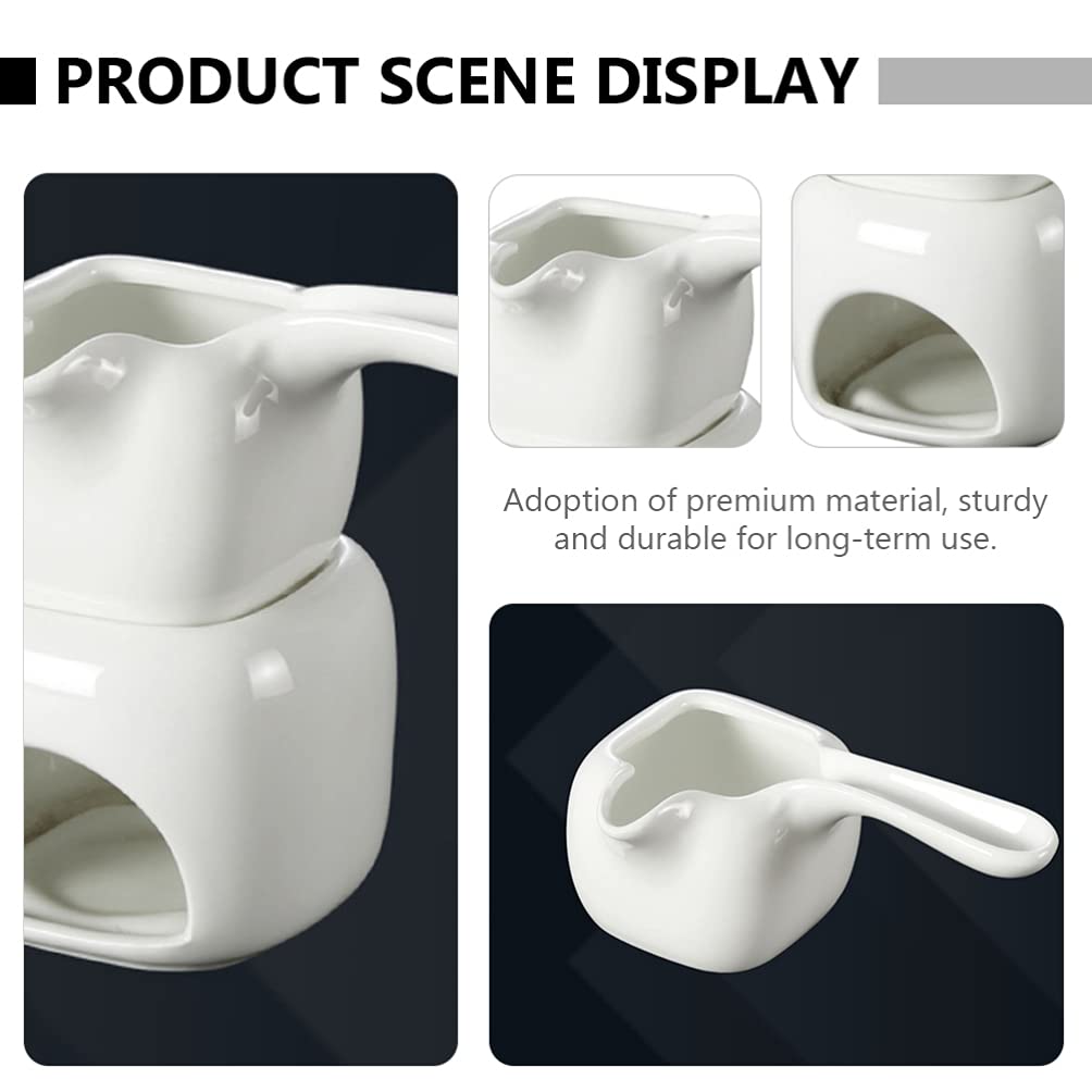 Cabilock Ceramic Chocolate Melting Pot - Cheese Fondue Maker, Butter Warmer & Hot Pot Bowl for Chocolate, Cheese & Desserts - Perfect for Parties, Romantic Dinners & Family Gatherings