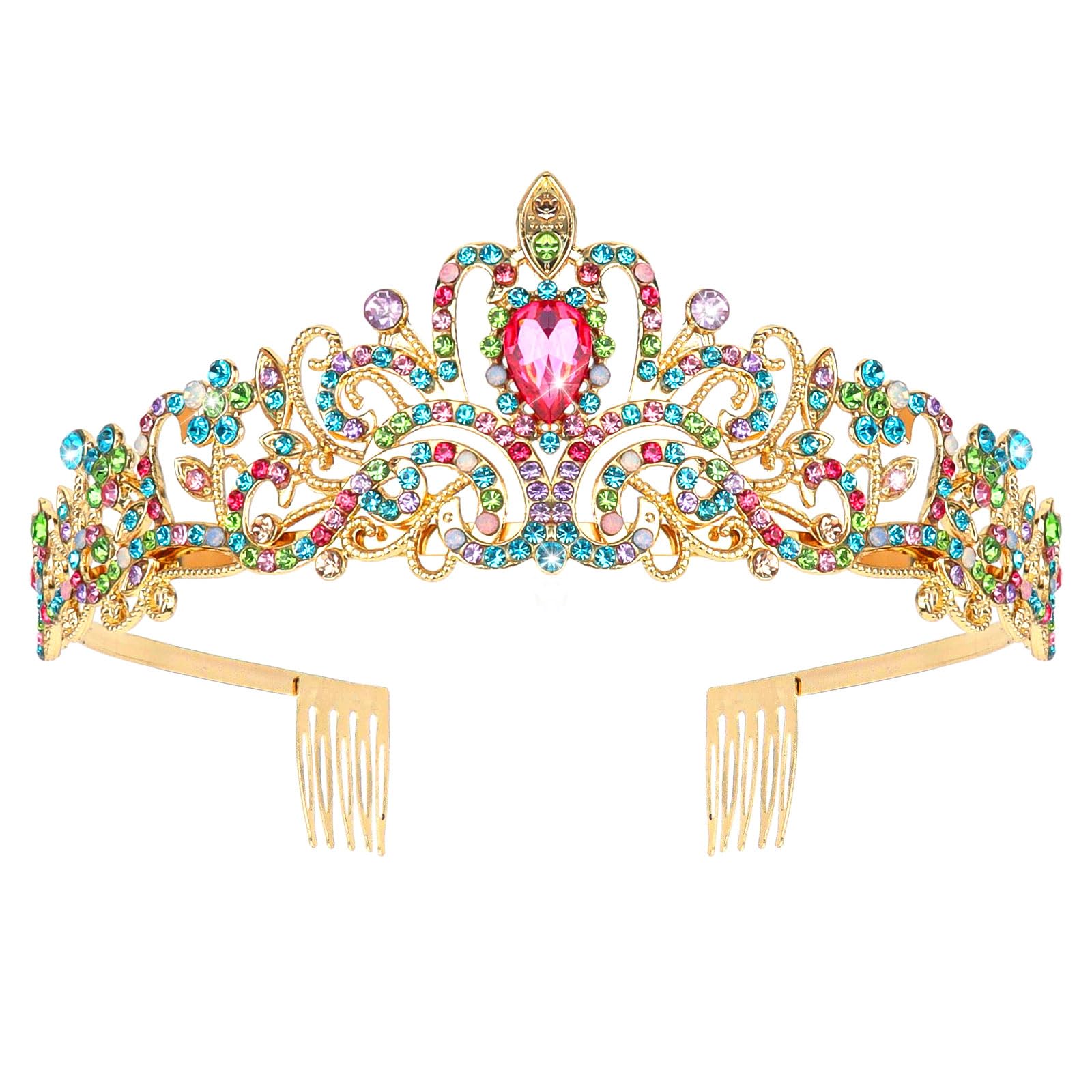 Elegant Gold Crystal Tiara Crowns for Women - Princess Birthday Party Decorations, Bridal Wedding Prom Accessories | Perfect for Birthday Gifts, Pageants, Cosplay & Special Occasions