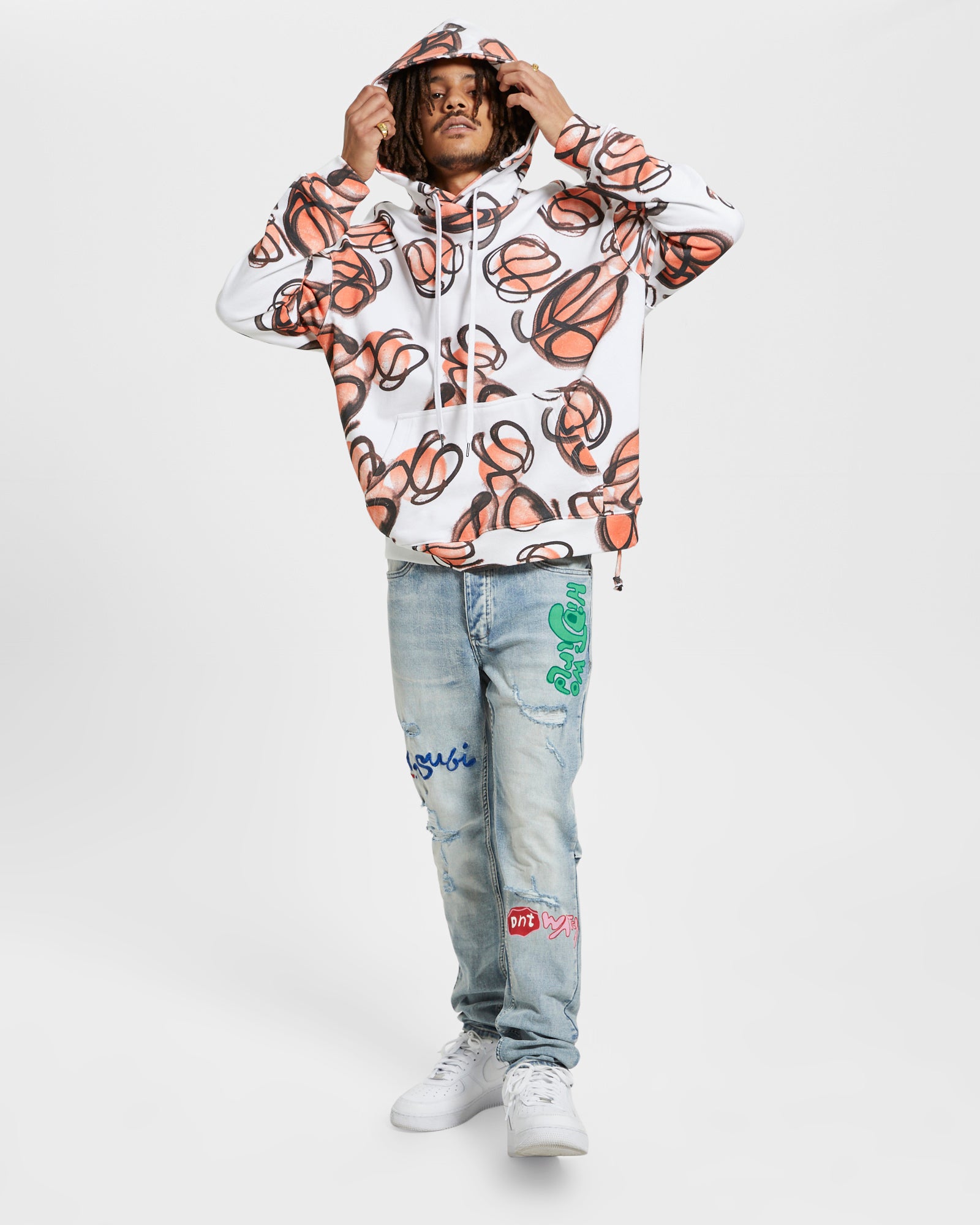BBALL BIGGIE HOODIE WHITE - Men's Basketball Hooded Sweatshirt - Comfortable Streetwear for Casual Wear & Gym