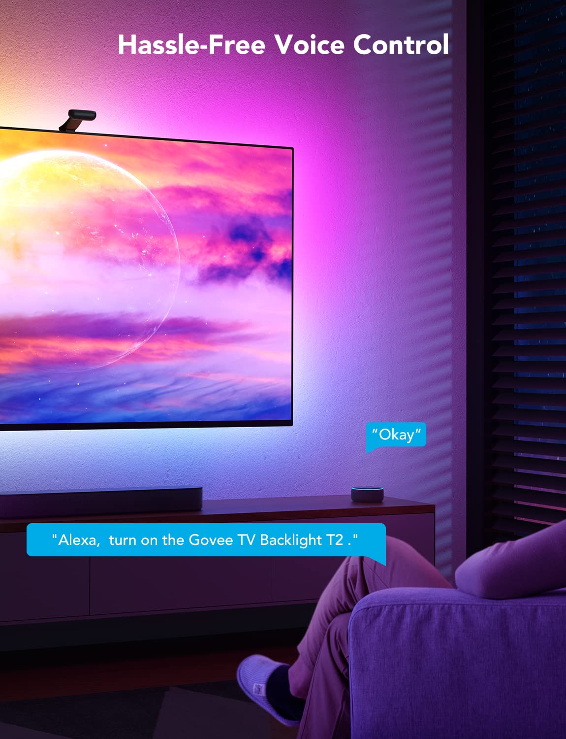 Govee Envisual T2 Dual Camera RGBIC Wi-Fi LED TV Backlight Strip - 3.6M Smart App Controlled Lights for 55-65 Inch Ultra-Thin TVs | Music Sync & Double Strip Beads | Perfect for Home Theater, Gaming & Movie Nights