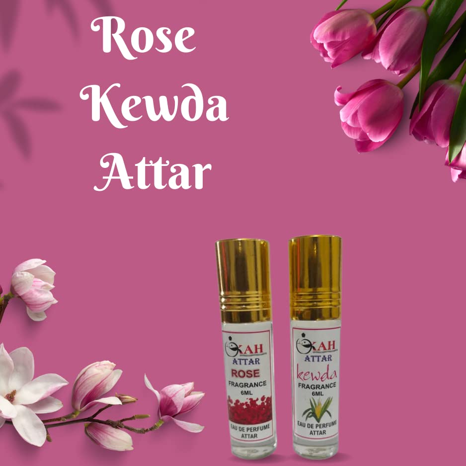Pure Rose Kewda Attar 6ml - Natural Floral Perfume Oil for Women & Men | Long-Lasting Fragrance for Daily Wear, Special Occasions & Aromatherapy
