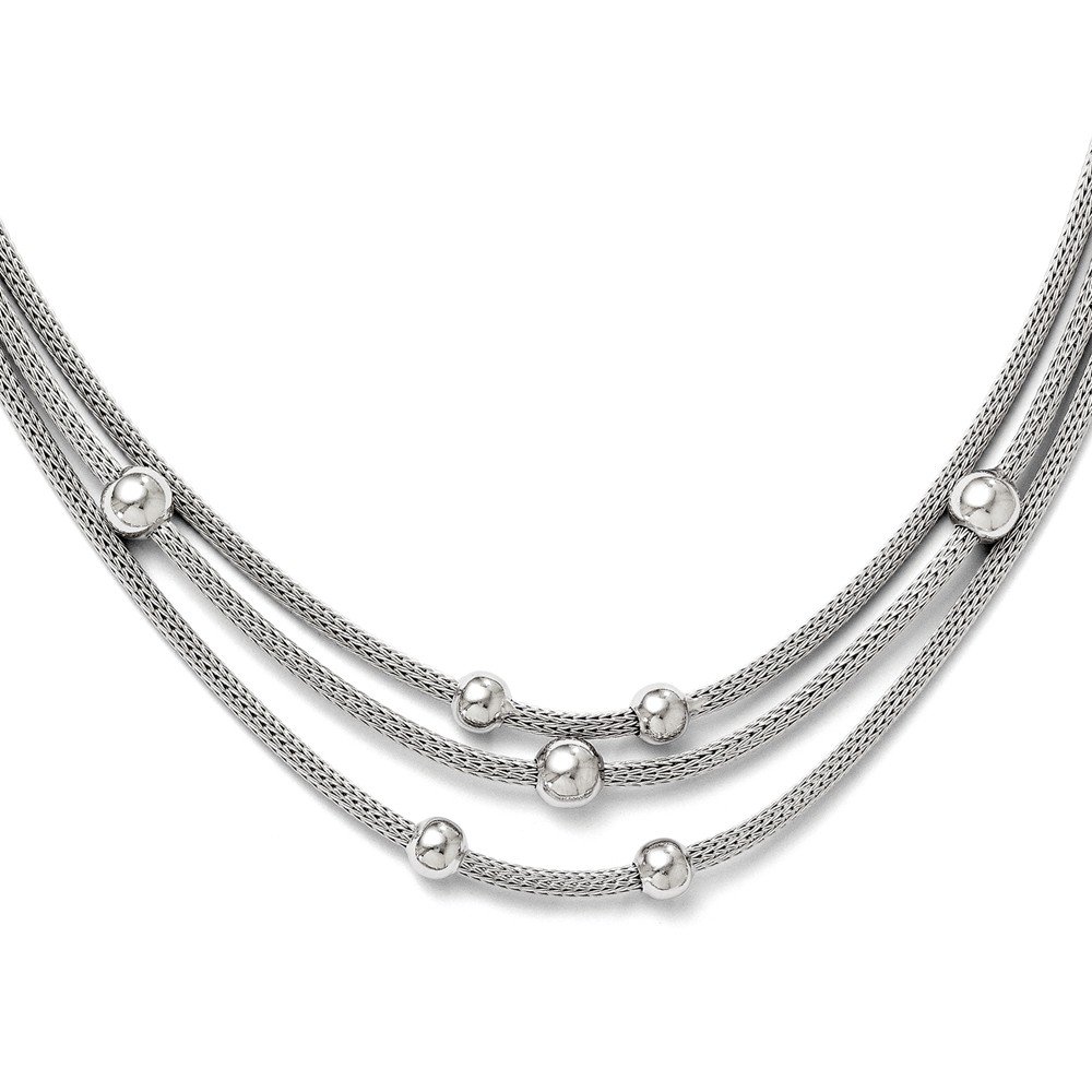 Sterling Silver Beaded Mesh Necklace for Women - Elegant Polished Finish | Perfect for Weddings, Parties & Everyday Wear