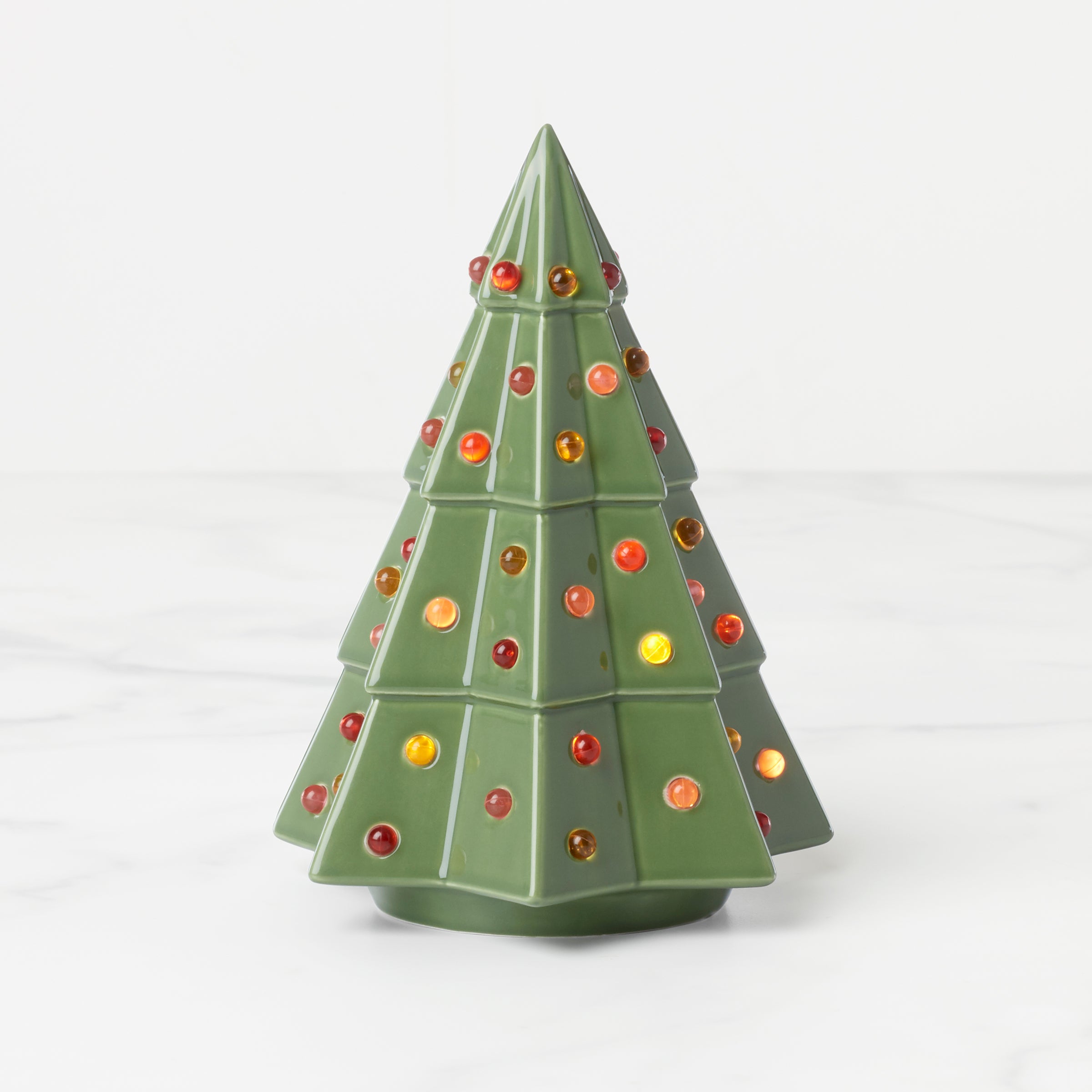 Evergreen Small Lit Tree Figurine - Miniature Christmas Decor for Home, Office & Holiday Displays - Perfect for Tabletop, Mantel & Shelf Decorations