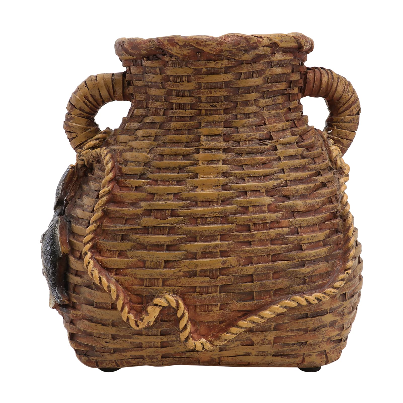 YARNOW Cute Resin Basket Shape Plant Pot - Succulent & Cactus Planter, Fish Basket Design for Indoor Plants - Perfect for Office & Home Decor in Light Brown | Ideal for Windowsills, Desks, and Gift Giving