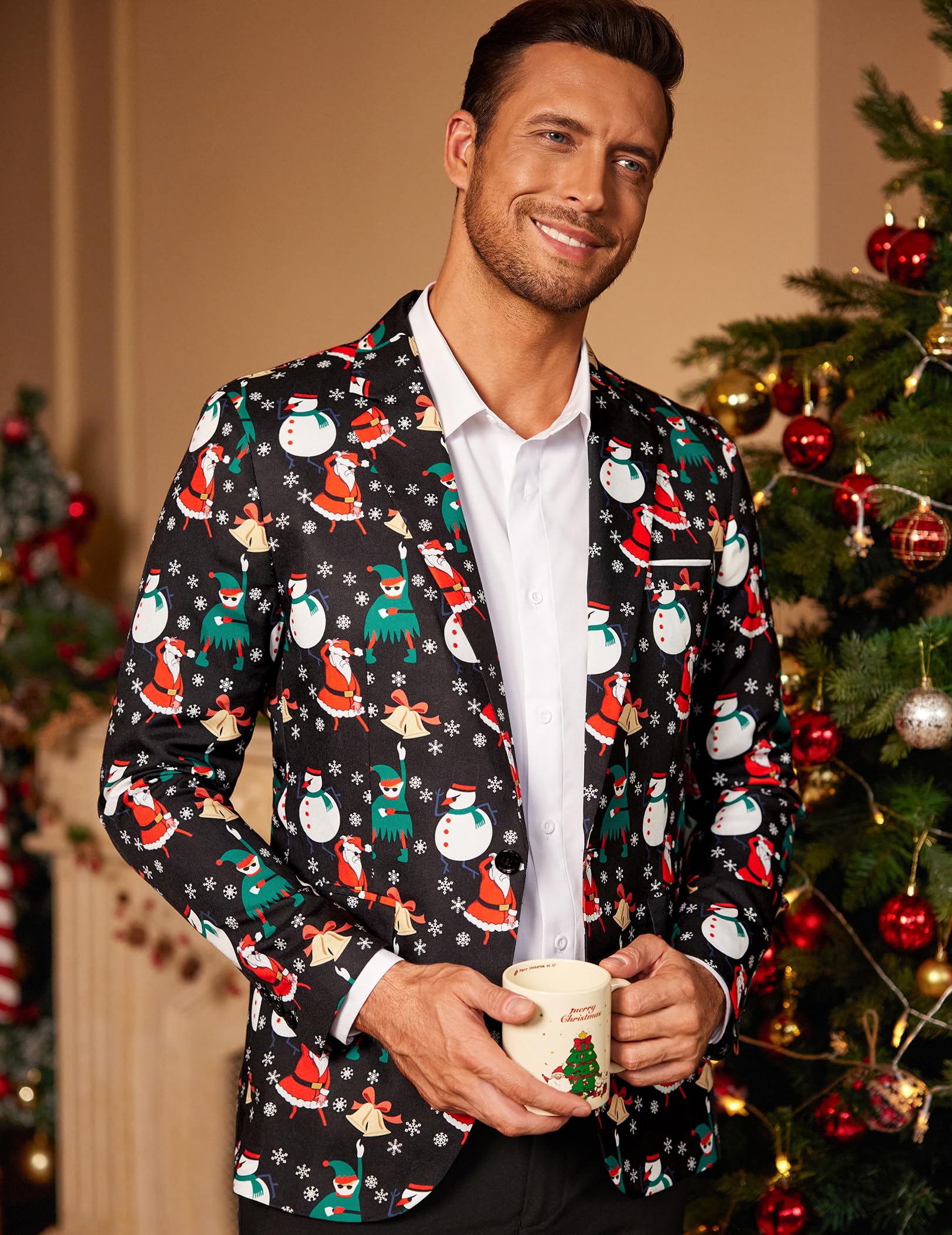 COOFANDY Men's Christmas Blazer - Holiday Party Jacket for Xmas & Halloween