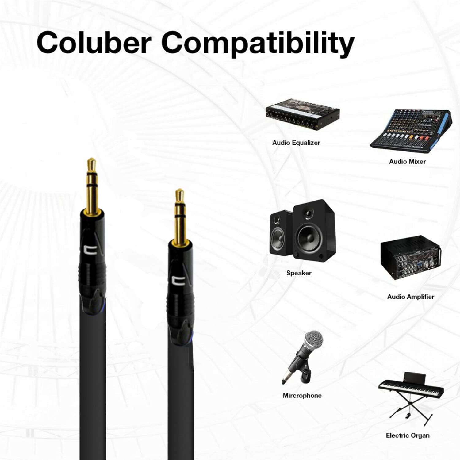 COLUBER CABLE 15ft Purple 3.5mm TRS Male to TS Male Audio Cable - Professional 3-Pin Microphone Connector for Powered Speakers, Audio Interfaces & Mixers - Perfect for Live Performances, Studio Recording & DJ Setups