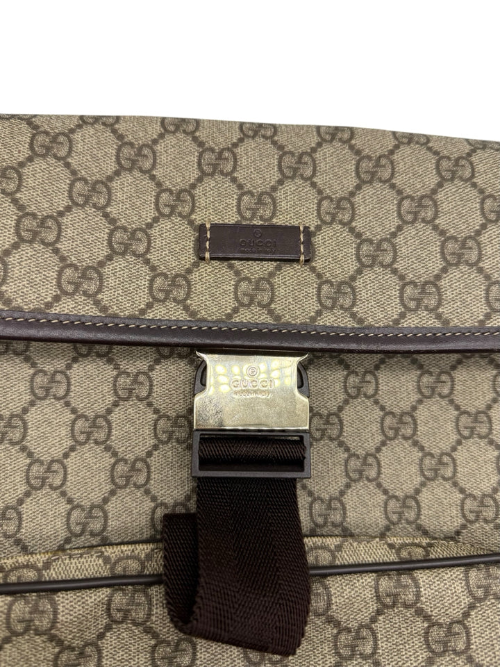 Gucci Supreme Medium Unisex Backpack - Tan Coated Canvas Design for Men & Women | Perfect for Travel, Work & School | Durable & Stylish Backpack for Everyday Use