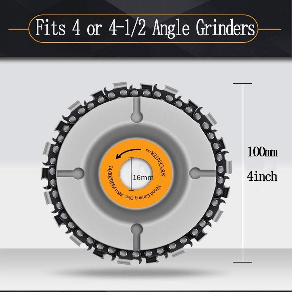 **NANDAN 4-Inch Angle Grinder Chainsaw Disc, 22-Teeth Steel Chainsaw Blade for Wood Carving, Compatible with 4