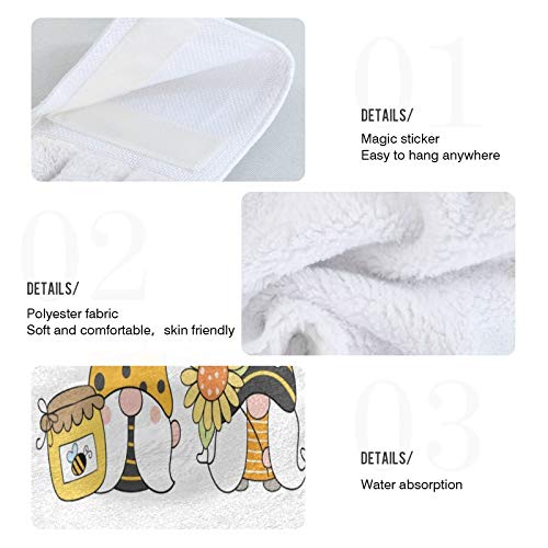 Spring Bee Gnomes Kitchen Hand Towels - 2PCS Soft Super Absorbent Hanging Towels with Loop (12x17 In) for Bathroom, Washroom, Guestroom & Hotel - Perfect for Summer Decor, Dish Drying & Hand Wiping