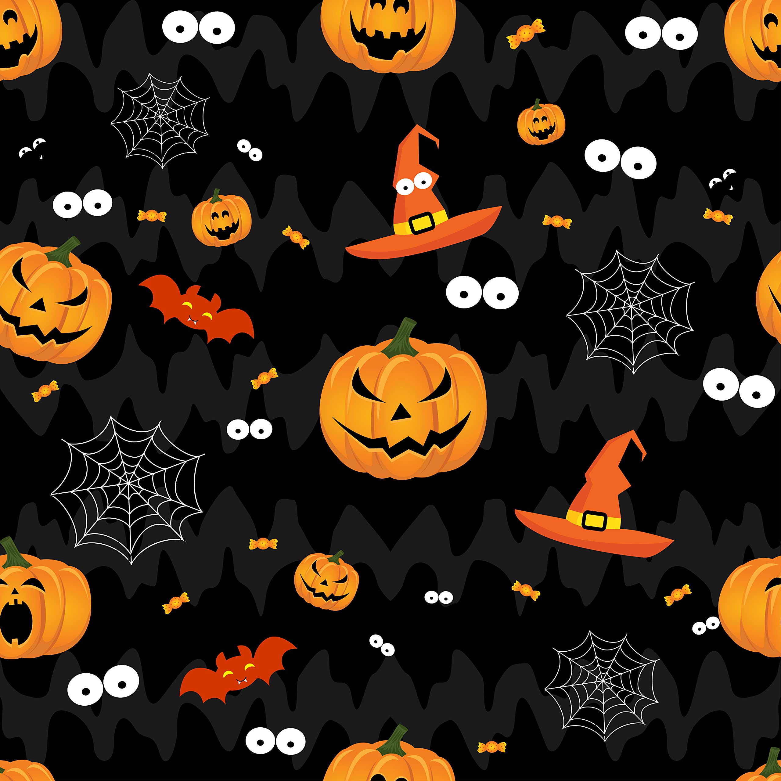 Spooky Halloween Bedding Set - Cartoon Pumpkin Duvet Cover with Bat, Spider Web & Witch Hat Design | Full Size Kids Bedroom Decor for Boys | Perfect for Halloween Parties & Themed Room Decor