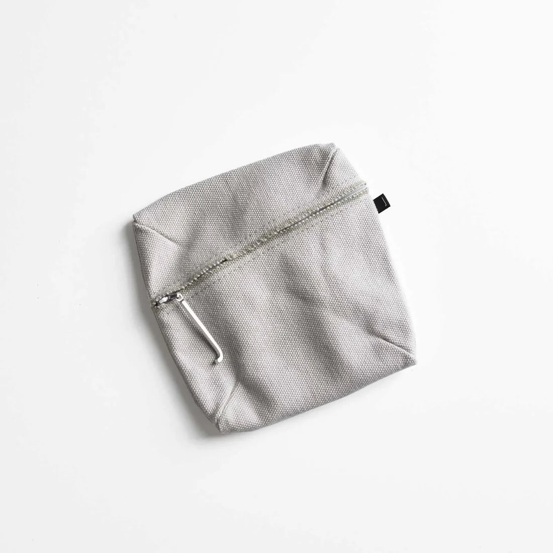 Premium Japanese Kurashiki Hampu Canvas Pouch - Square Design in Grayish White | Handmade Cotton Storage Bag for Travel, Makeup, Stationery & Daily Essentials
