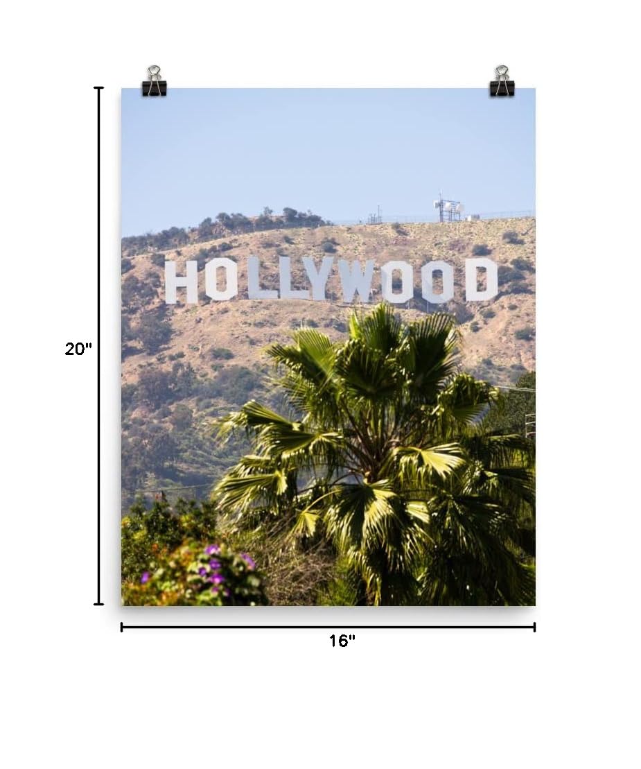 16x20 Inch Hollywood Sign Wall Art - Unframed Photo Paper Print, Los Angeles Poster, California Gifts for Women & Men - Vertical Wall Decor for Living Room, Bedroom, Office - Perfect for Home Decor & Movie Theme Parties