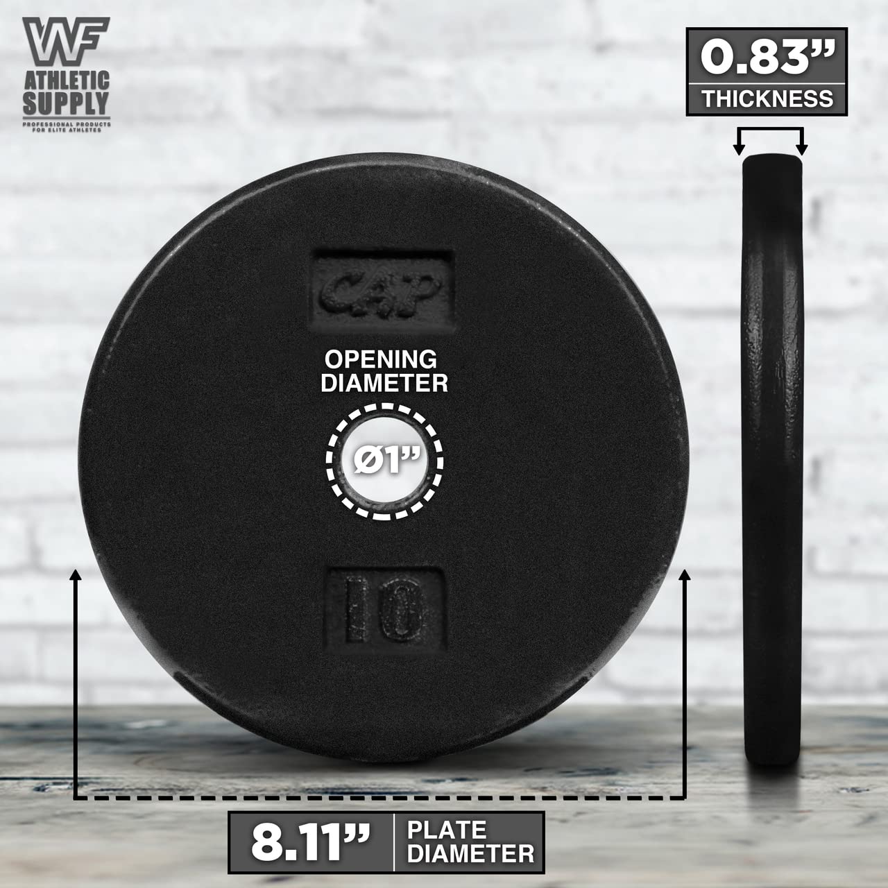 CAPHAUS Black Standard Solid Cast Iron Weight Plates 1-inch Center Hole for Standard Barbell & Dumbbell Handles - Sizes 1.25LB to 50LB (Multiple Options) - Perfect for Home Gym, Strength Training & Weightlifting Workouts