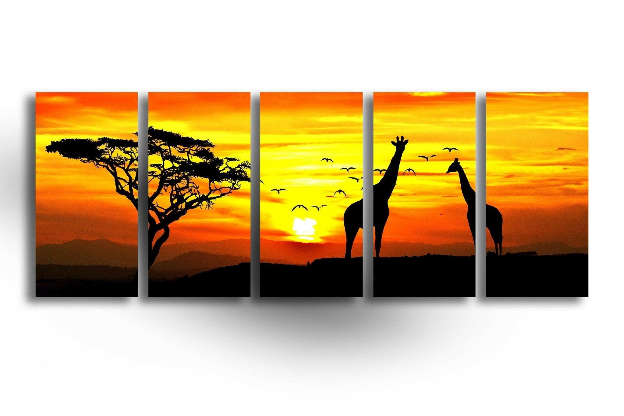 African Sunset Postcard Glass Wall Art - Stunning Handmade Home Decor for Living Room, Bedroom & Office - Perfect Gift for Nature Lovers