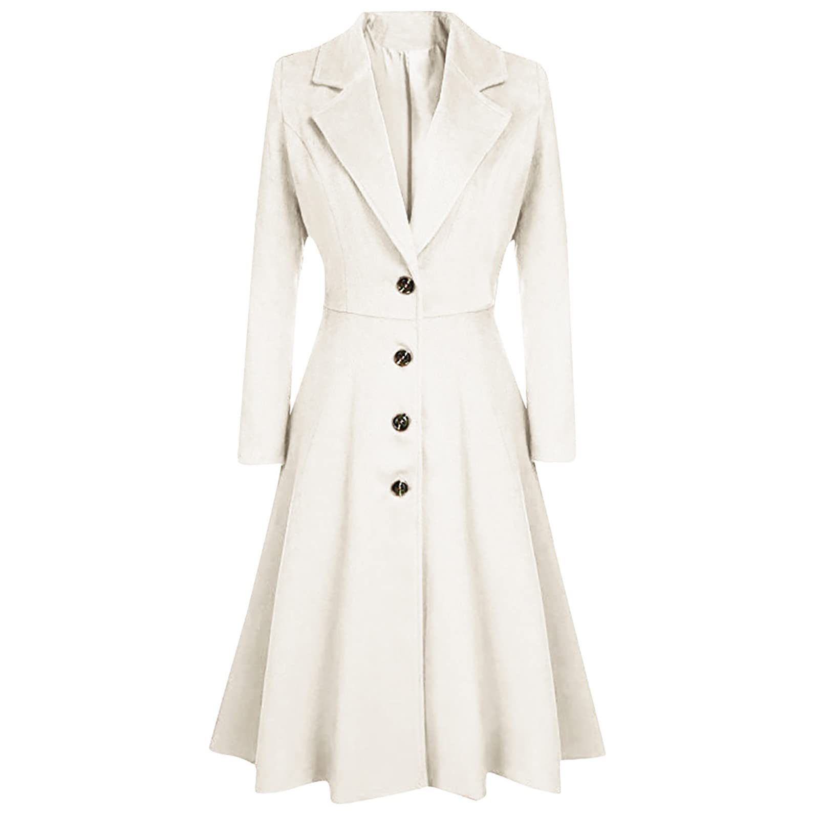 Stylish Plus Size Women's Winter Wool Coat - Long Tunic Single Breasted Trench Jacket in Casual Plain Colors | Warm Outerwear for Work, Travel & Everyday Wear