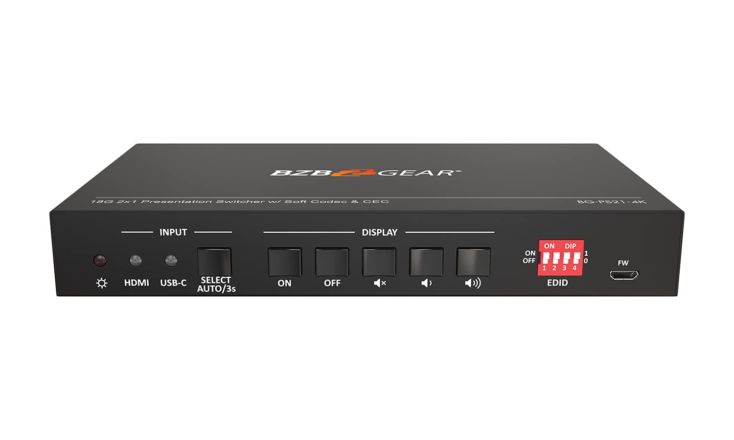BZBGEAR 2-Port 4K UHD KVM Switch with HDMI, USB-C & USB 3.0 - BG-PS21-4K | Perfect for Home Office, Gaming & Multi-Device Presentations