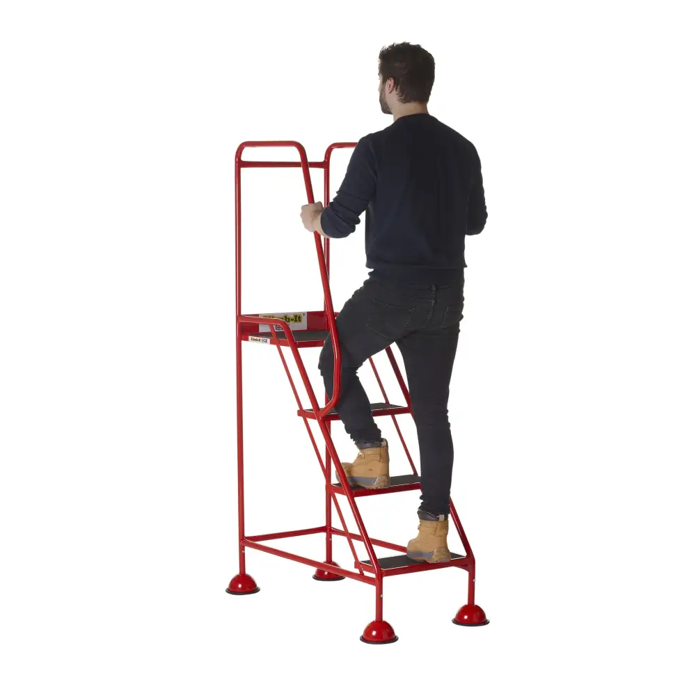 Climb It UK Domed Feet Steps - Red Non-Slip Ladder Accessories for Home, Garage, and Workshop Use