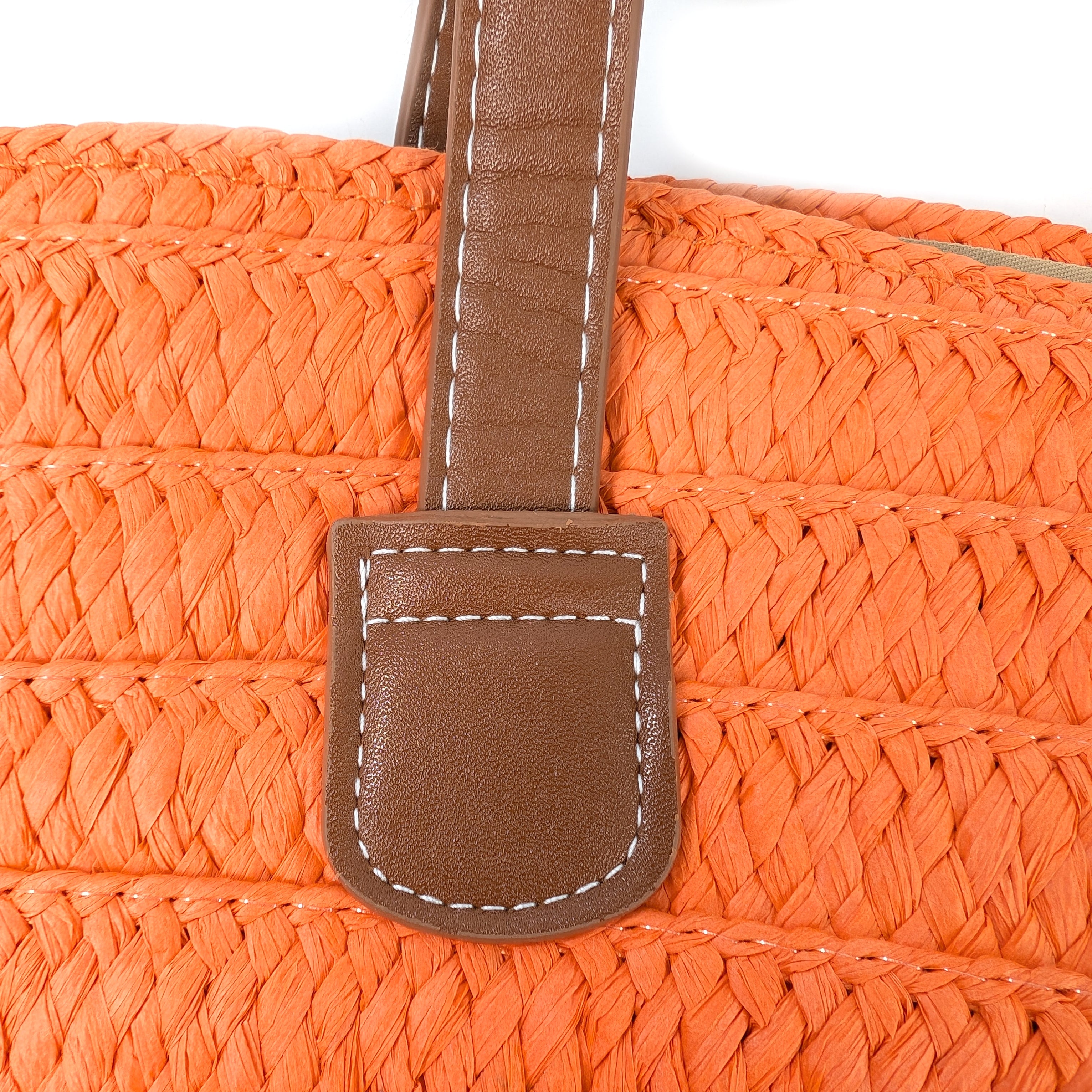 Stylish Straw Shoulder Bag for Women - Trendy Orange Woven Handbag for Summer, Beach, and Casual Outings