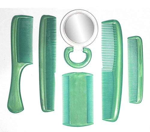 Premium 7-Piece Comb and Mirror Set for Women, Men & Kids - Durable Hair Care Kit for Home, Travel & Salon Use