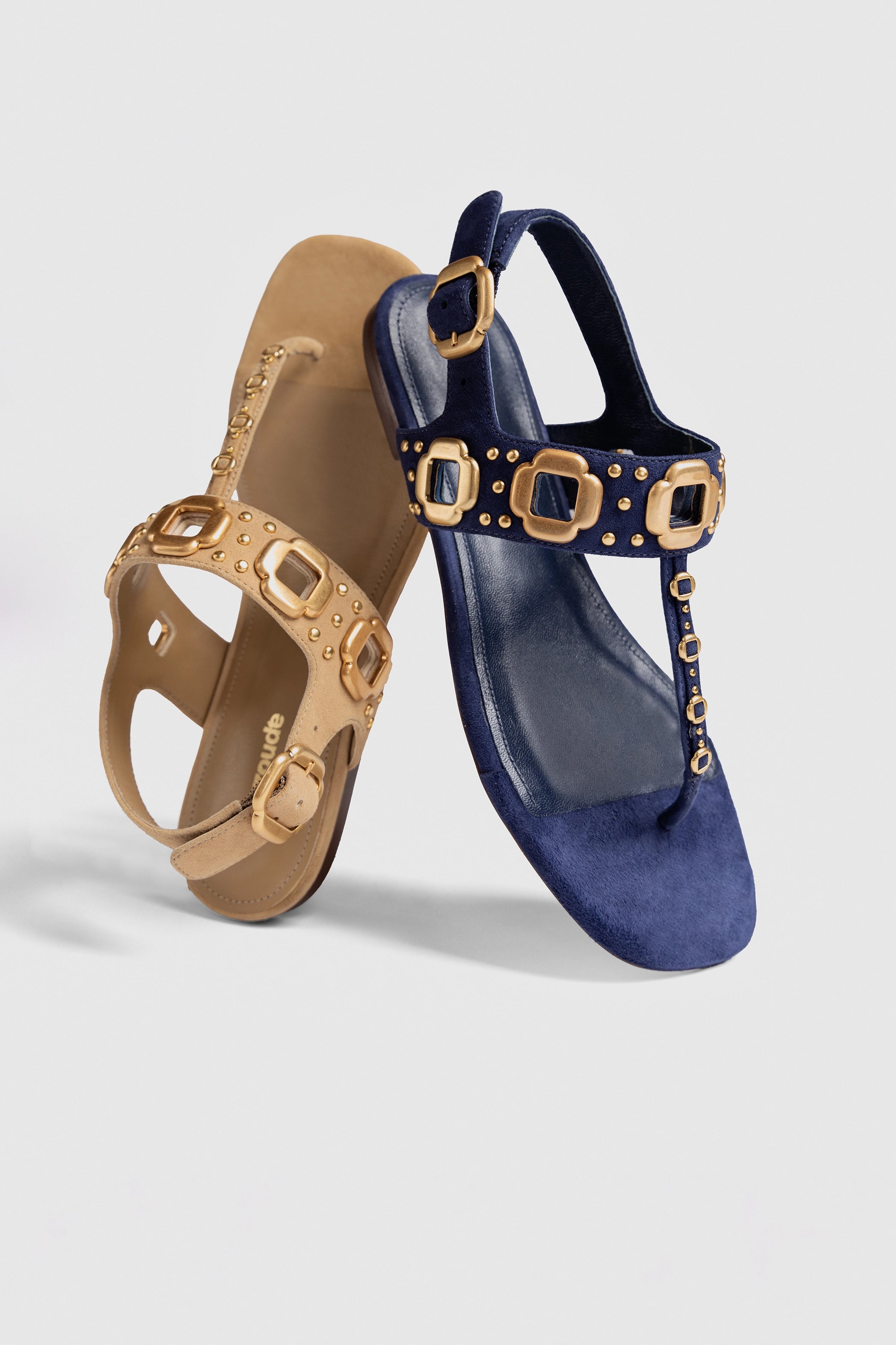 Milan Studs Thong Sandal for Women - Peanut Suede Comfortable Flip Flops - Perfect for Beach, Pool, and Summer Outfits