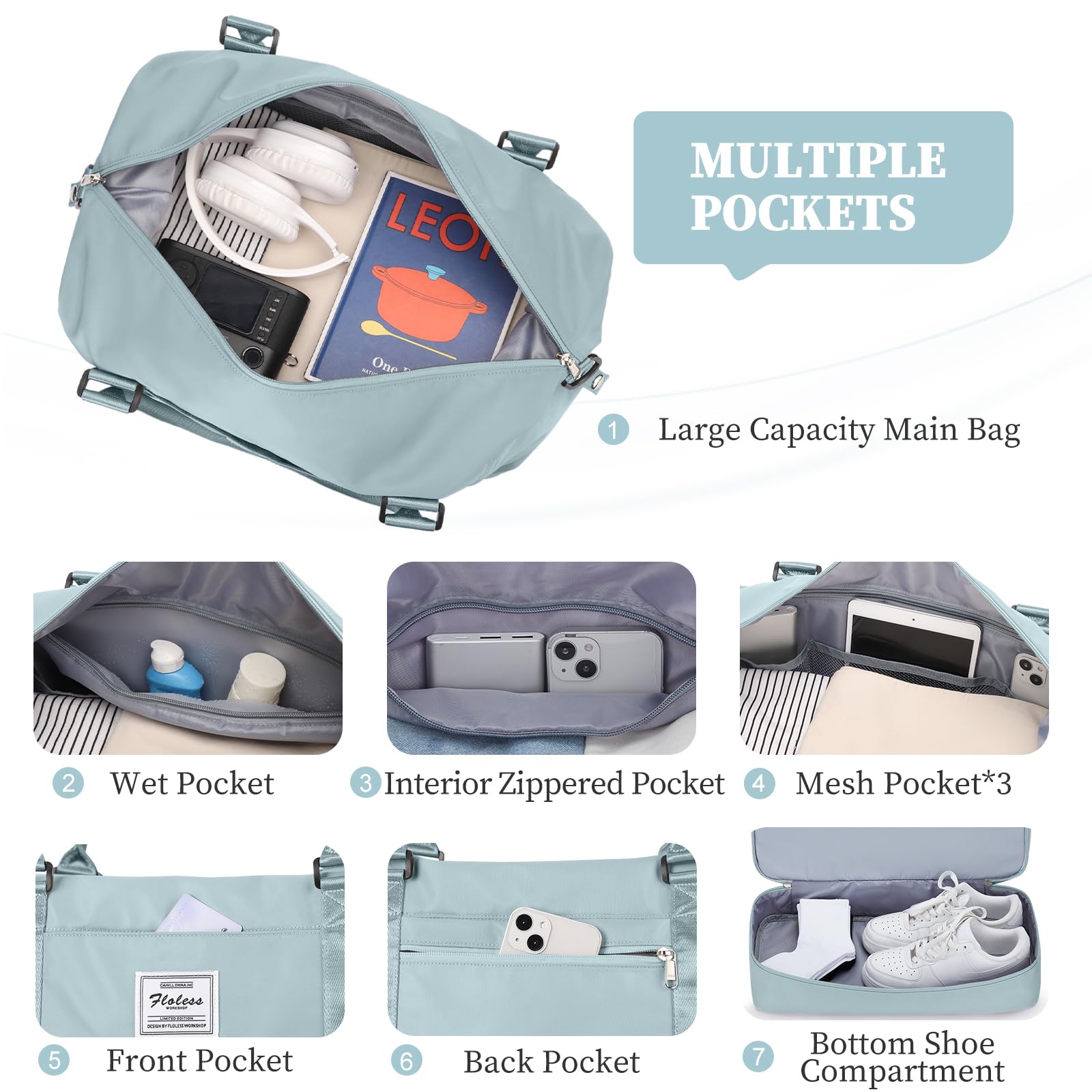 Best Weekender Bags for Women - Spacious Travel Duffel with Shoe Compartment & Detachable Toiletry Bag - Perfect for Overnight Trips, Gym, Work & Weekend Getaways