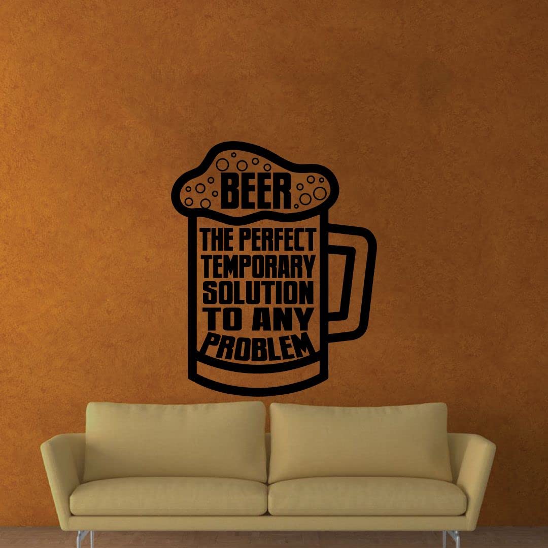 Beer Mug Silhouette Vinyl Wall Decal - Funny Beer Quotes Sticker for Bar, Kitchen & Home Decor (20x18 Inch) - Perfect for Man Cave, Pub Wall Art & Party Room Decoration