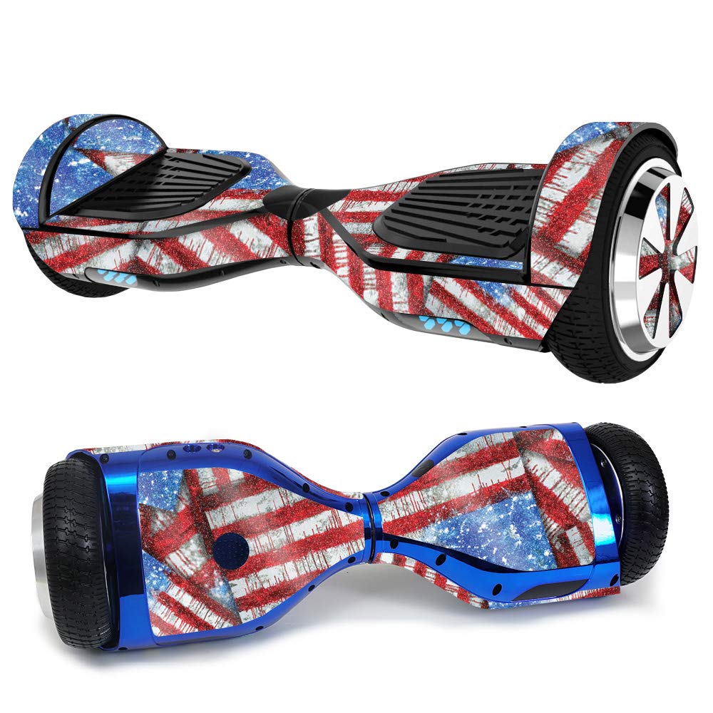 MightySkins Glossy Glitter Protective Skin Cover for Ultra Hoverboard - USA Made Flag Drips Design | Durable Scratch-Resistant Vinyl Wrap | Easy to Apply & Remove | Perfect for Personalization, Gifts, and Outdoor Riding Protection