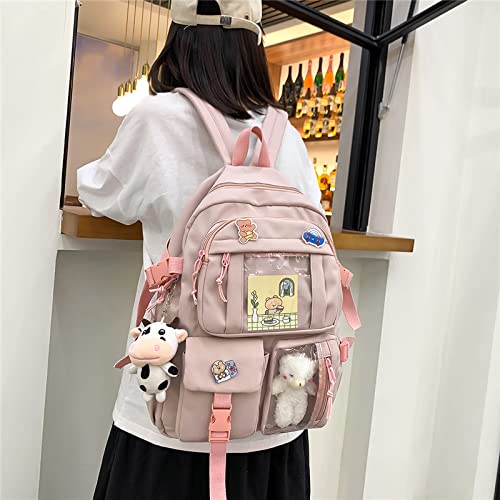 Kawaii Backpack for School - Cute Aesthetic Pink Backpack with Kawaii Pin & Accessories | Perfect for School, College, Anime Conventions & Daily Use