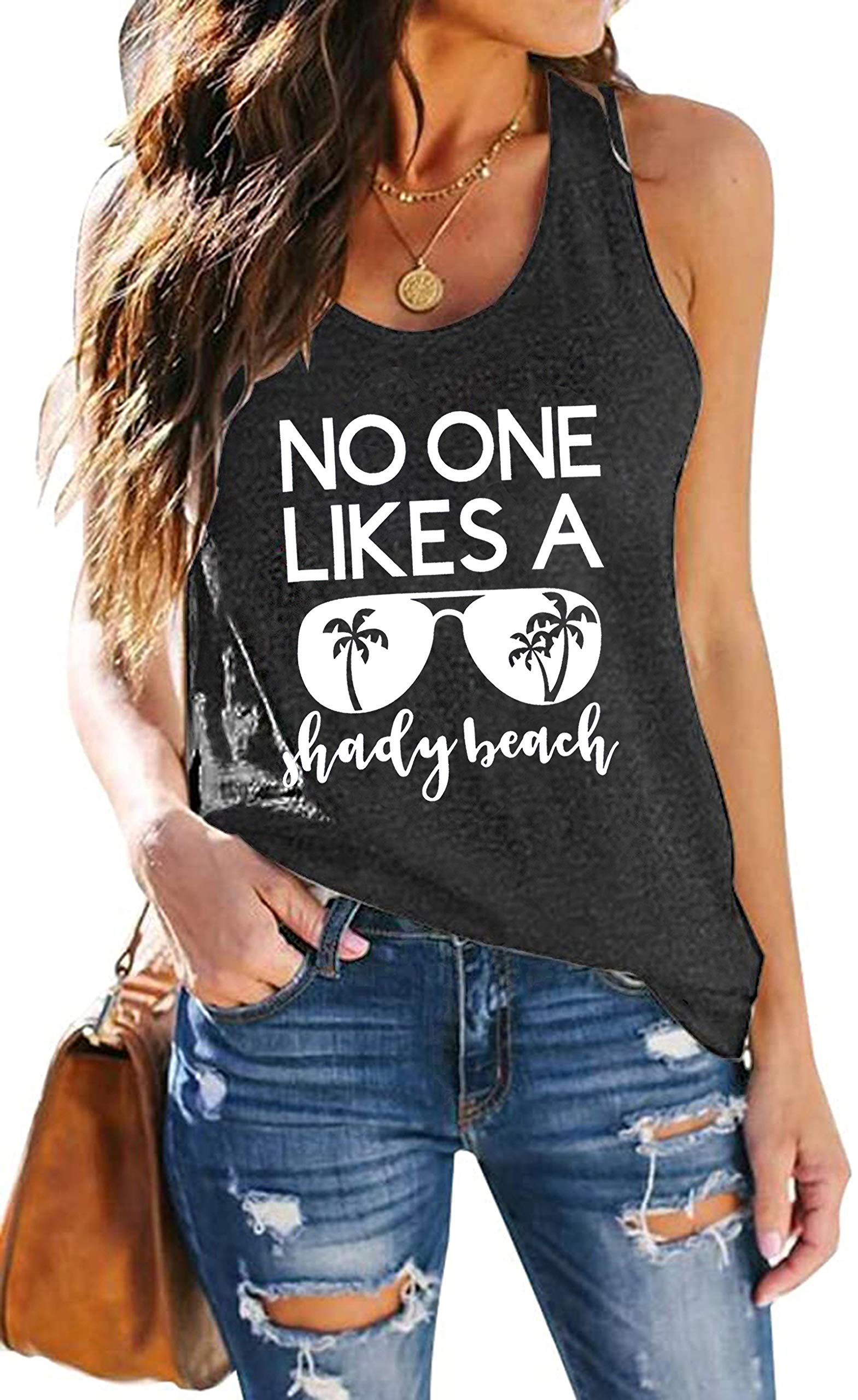 Funny Beach Graphic Tank Tops for Women - Summer Sleeveless Vacation Tees & Casual Vest Tops | Perfect for Beach Parties, Poolside Relaxation and Summer Travel Outfits