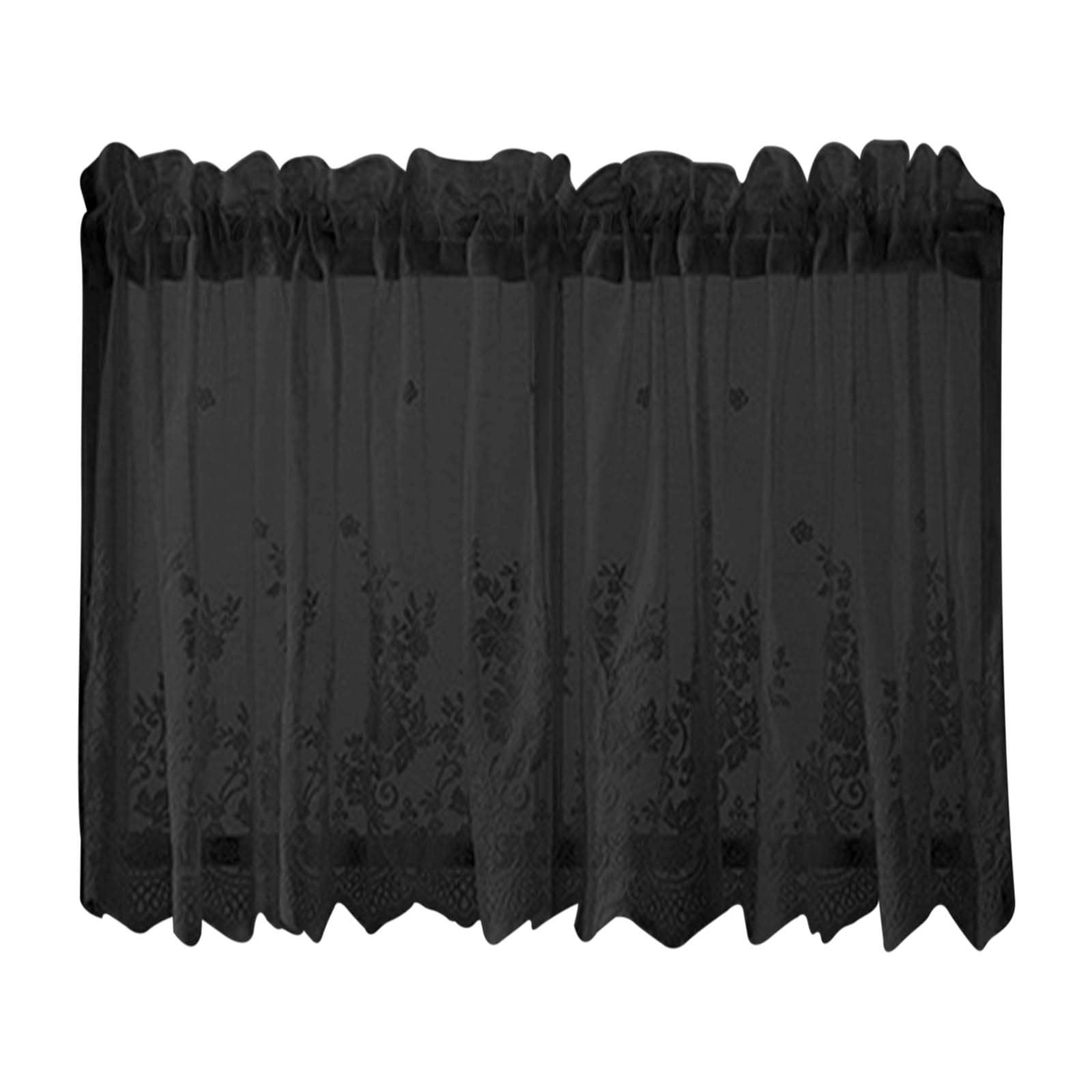 Xipoxipdo Lace Floral Window Curtains - 54 x 35 Inches, 1 Panel, White Sheer Kitchen & Bedroom Curtains for Coffee Shop, Living Room & Dorm Decor - Elegant Rod Pocket Short Curtains for Privacy & Light Filtering