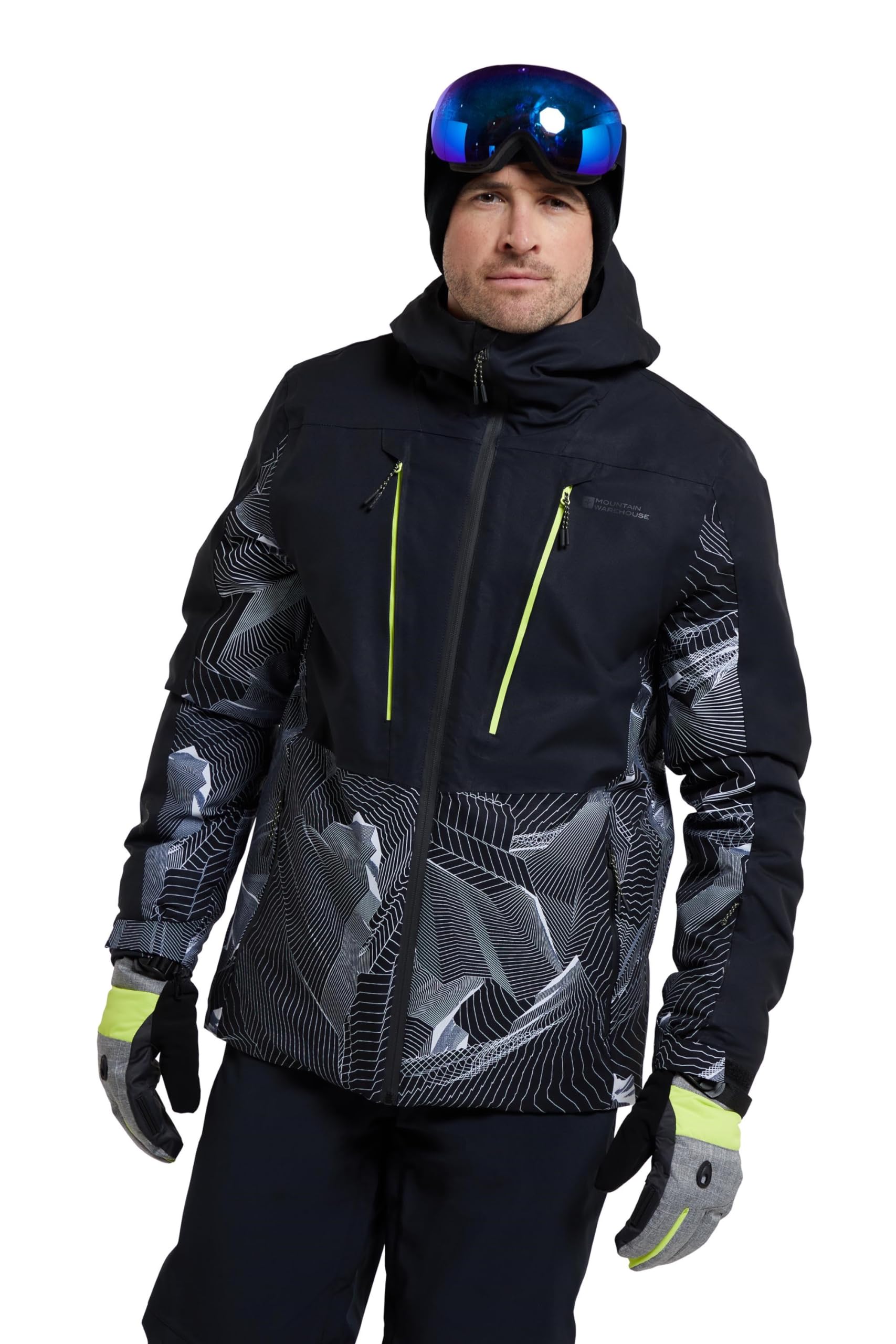 Mountain Warehouse Men's Extreme Padded Ski Jacket - Waterproof Breathable Winter Jacket with Taped Seams for Skiing, Snowboarding & Cold Weather Outdoor Activities