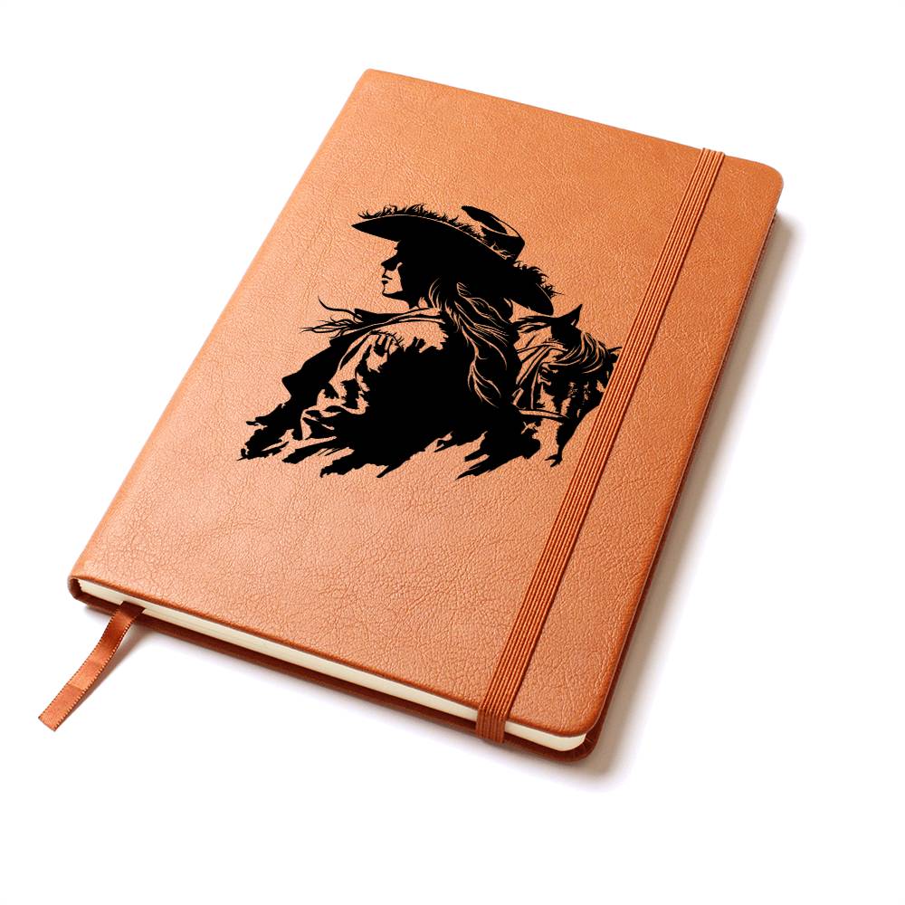 Cowgirl Vegan Leather Journal - 100 Sheets, Lined Pages, Horse Lover Gift for Women - Perfect for Writing, Sketching & Western-Themed Decor