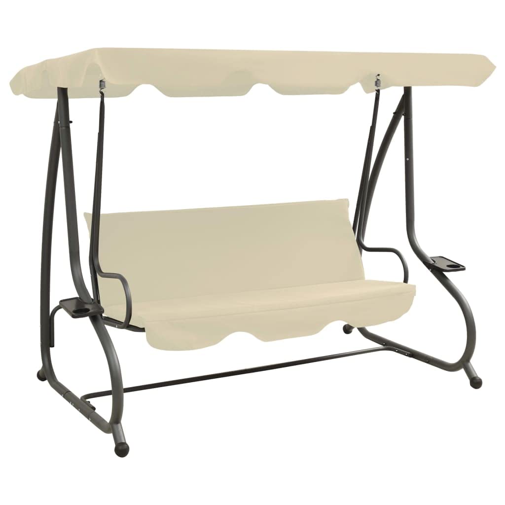 Aisifx Outdoor Swing Bench with Canopy - Sand White (37.6g) - Perfect for Patio, Garden, Backyard Relaxation & Outdoor Lounging